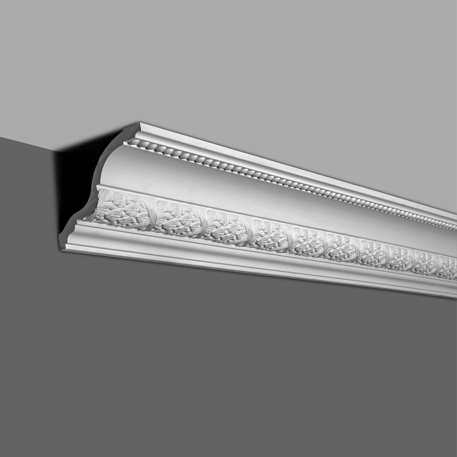 Architectural Products by Outwater L.L.C. 3-7/8 in x 4-5/8 in x 96 in Laurel Leaves and Ribbon Polyurethane Crown Moulding Pro PK 40 LF | Wayfair