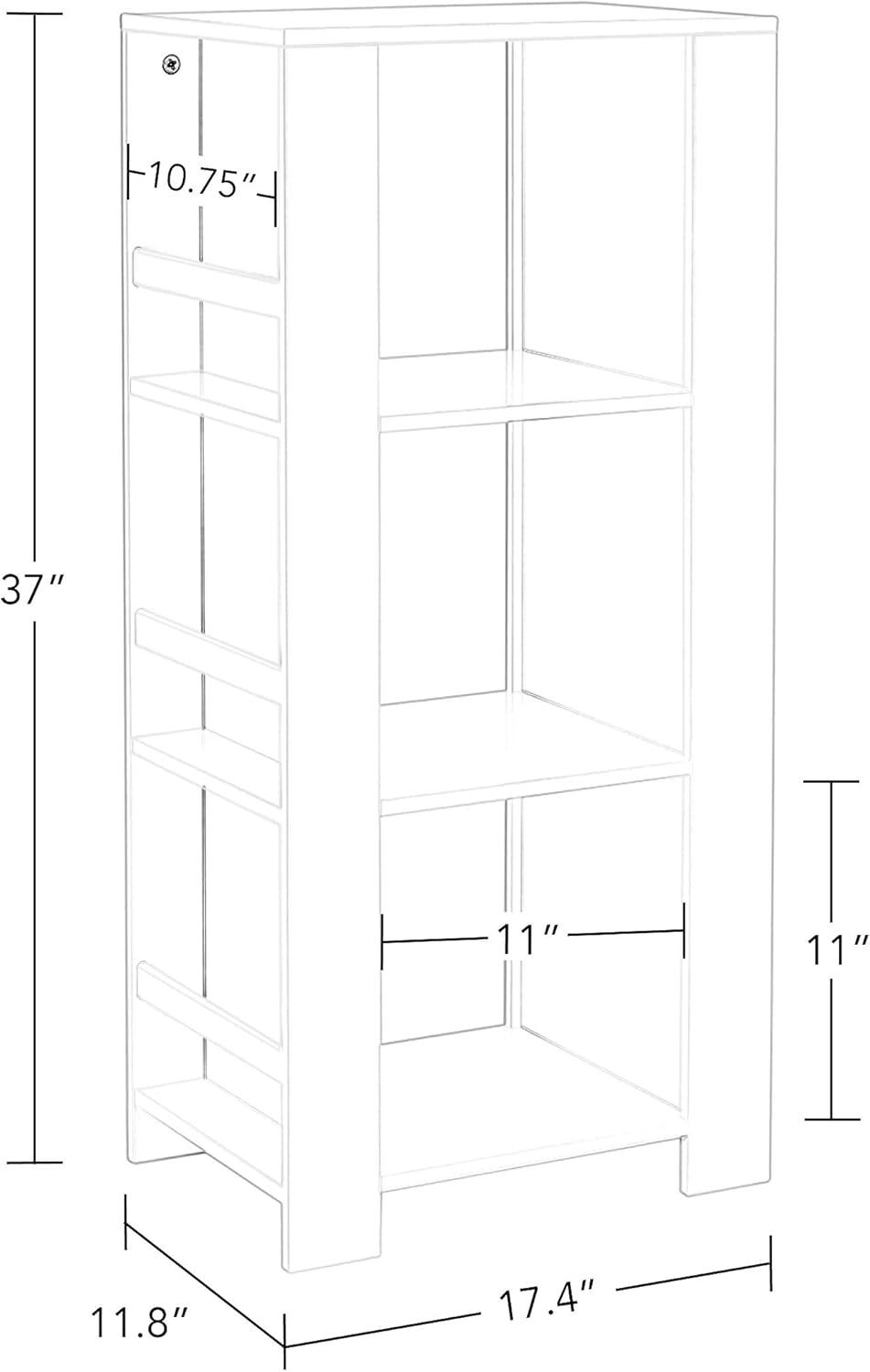 RiverRidge Home RiverRidge Book Nook Kids Bookshelf and Toy Organizer Tower with 3 Cubbies and 6 Bookracks for Playroom, Nursery, and Reading Nook - White with 2 Fabric Bins
