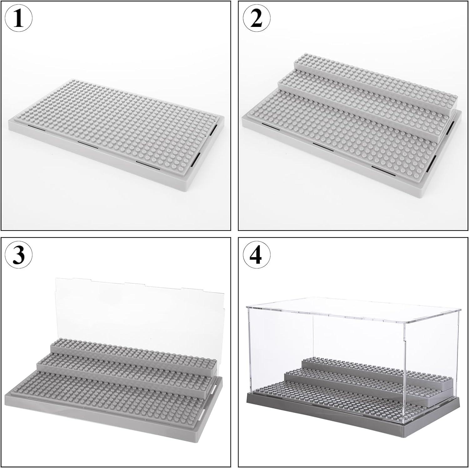 Display Case for Minifigure Action Figures Blocks, Removable Acrylic Display Box Storage for Collection Bricks Blocks Toys Models Minifigures
