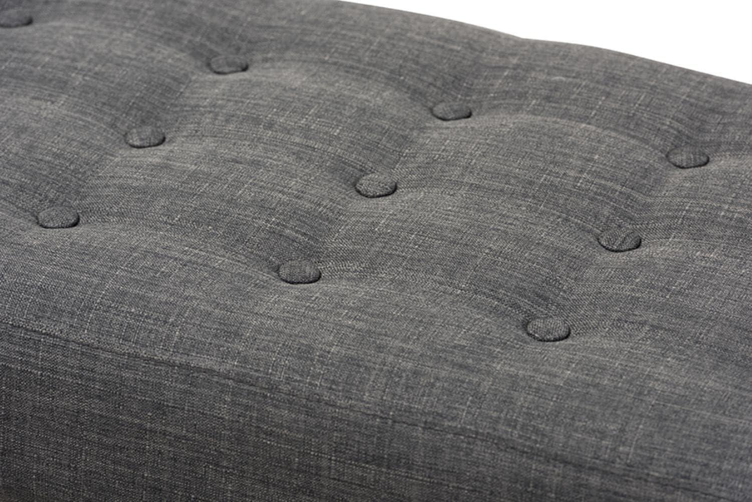 Baxton Studio Elia Mid Century Modern Walnut Wood Fabric Button Tufted Bench Dark Gray: Rubberwood Frame, Polyester Upholstery, 400lb Capacity