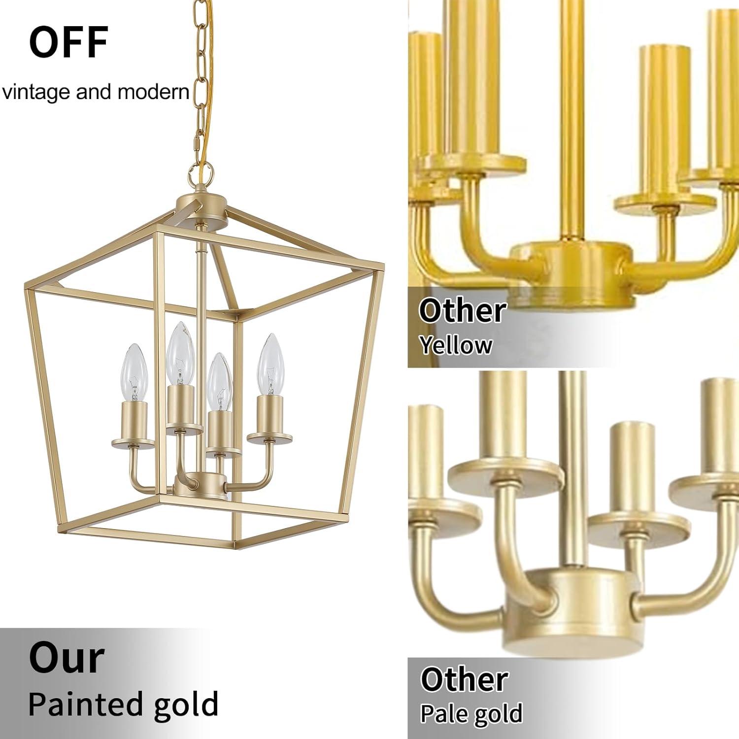 Valentin Gold 4-Light Metal Lantern Chandelier
