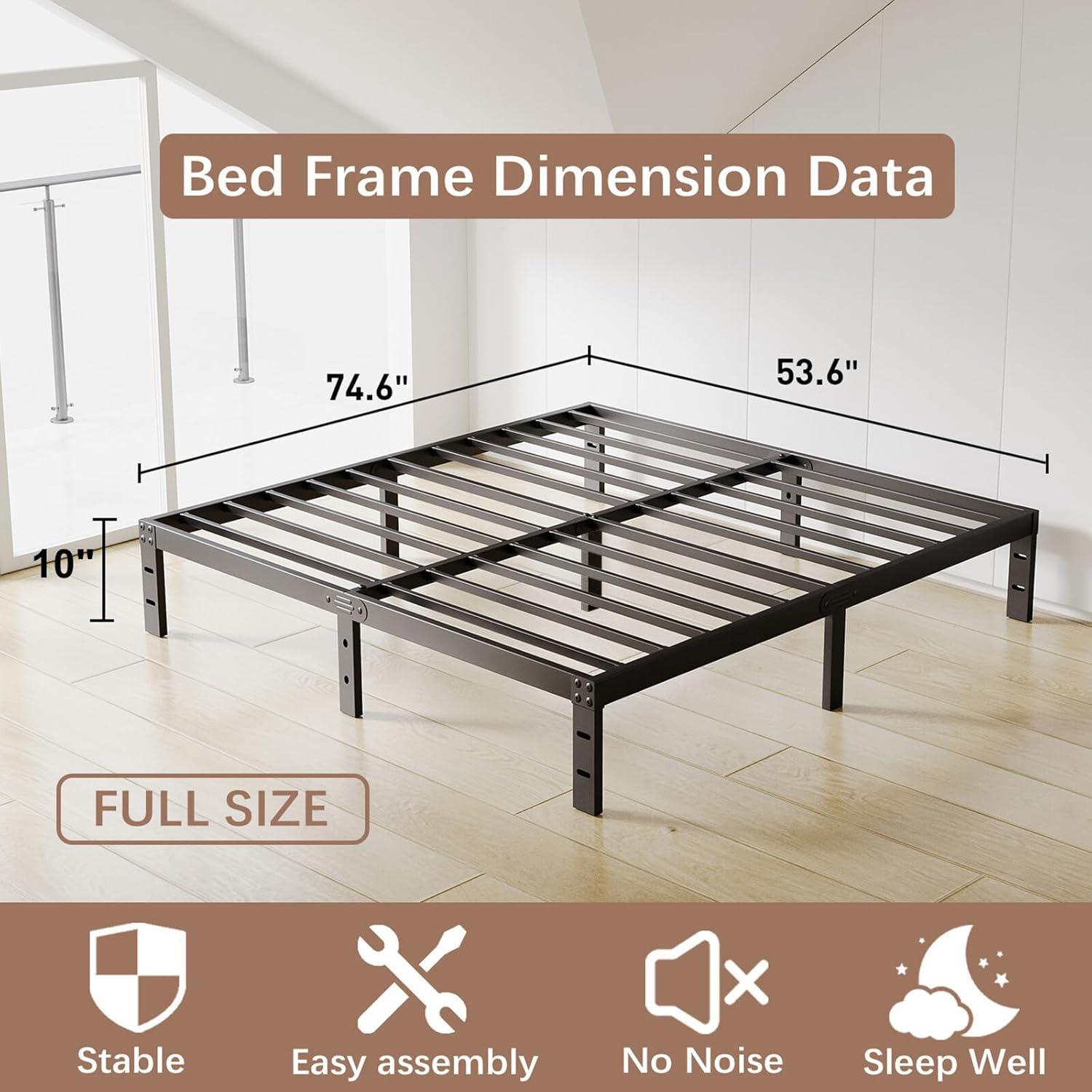 Twin Metal Bed Frame - 16 Inch Tall, No Box Spring Needed, Heavy Duty Platform With Storage Space, Sturdy Non-Slip Noiseless