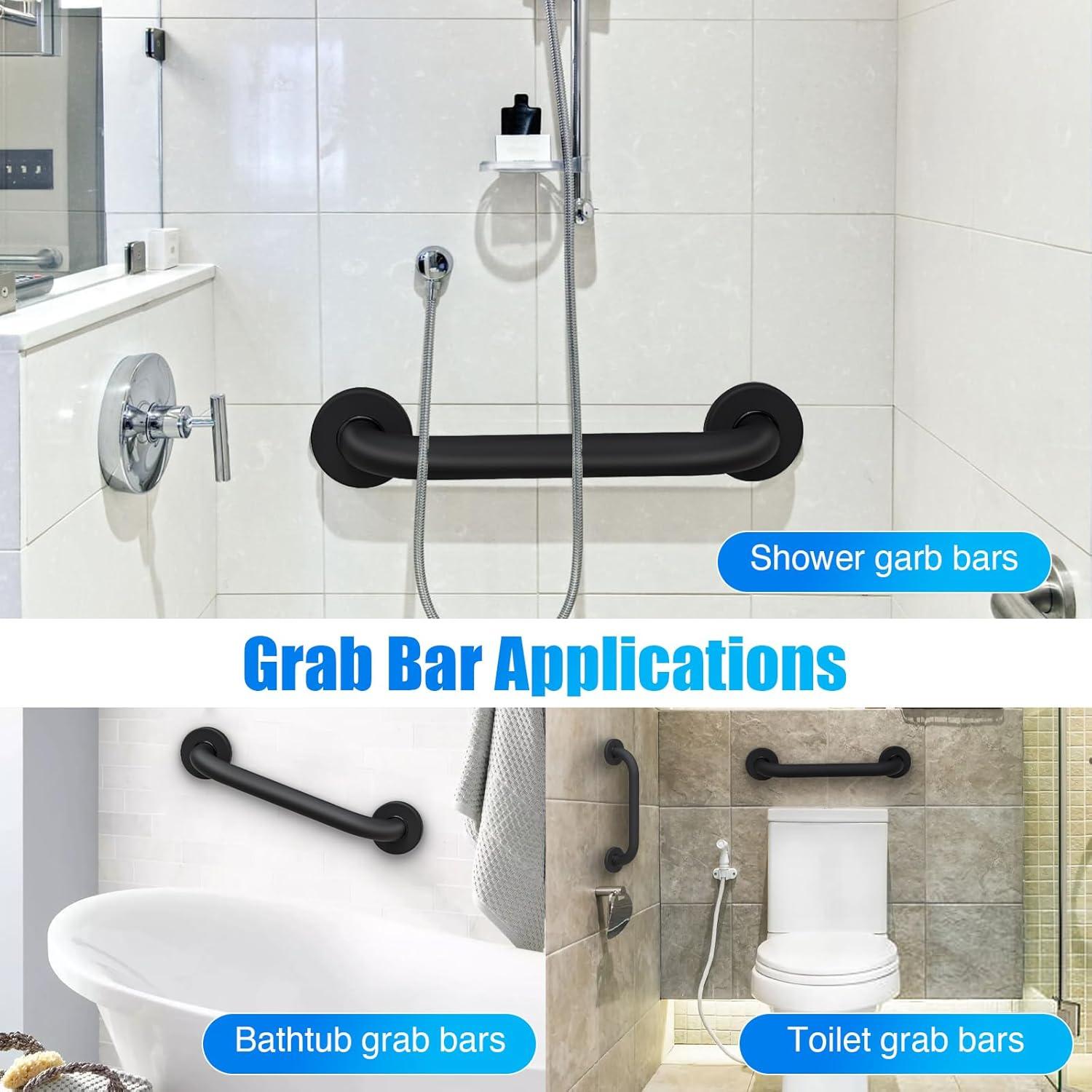 18” Shower Handle Smooth Grip | 304 Stainless Steel Bathroom Grab Bars For Seniors | Handicap Grab Bars Oil Rubbed Bronze | ADA Shower Bars Safety For Elderly | Grab Bars For Bathtubs And Showers