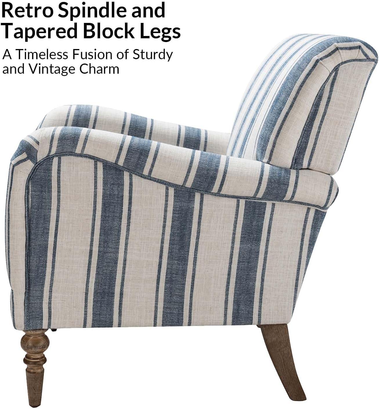 HULALA HOME Seip Classic and Contemporary Striped Arm Chair with Spindle Legs by  NAVY