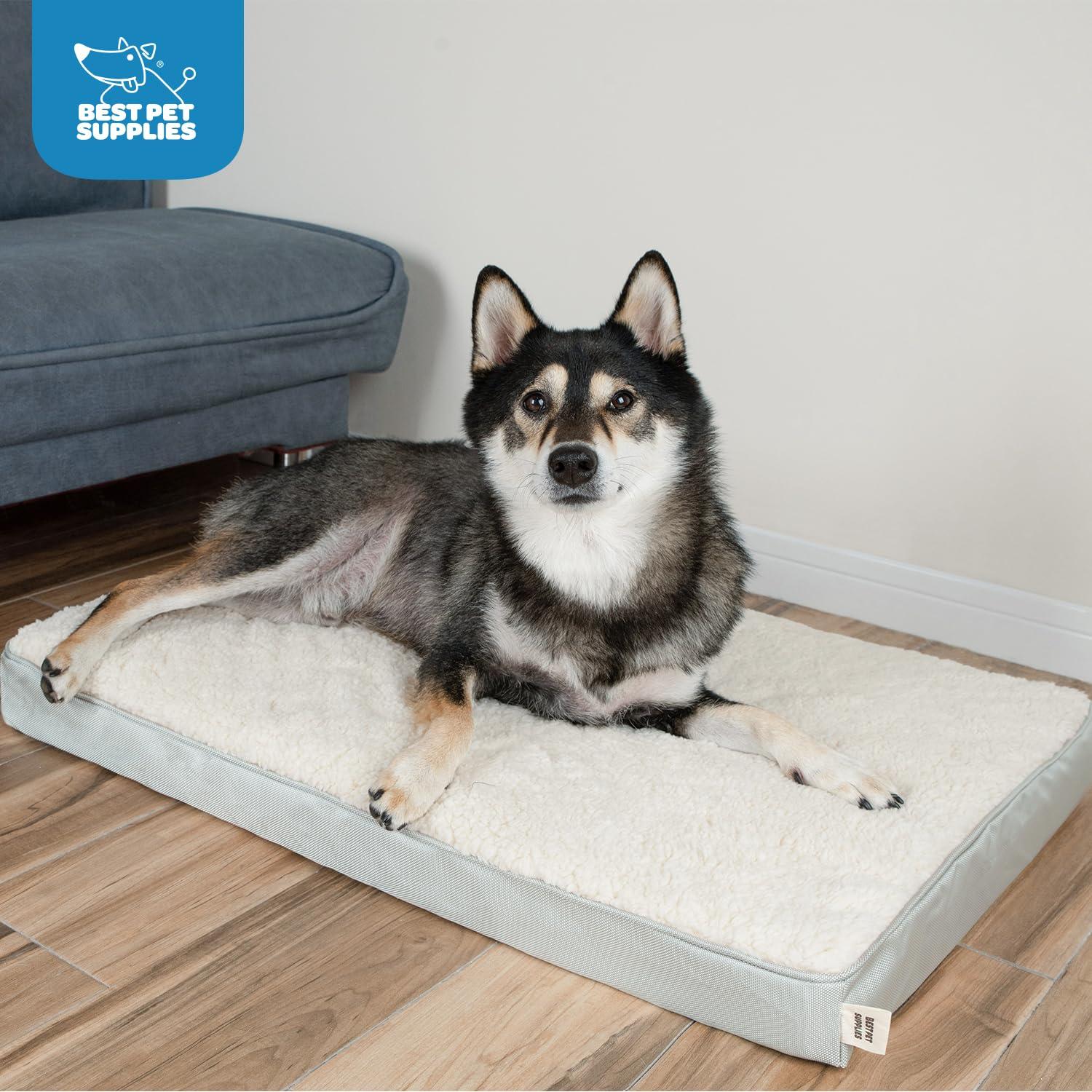 Best Pet Supplies Best Pet Supplies Dog Crate Mat with Waterproof Exterior, Orthopedic Foam, and Sherpa Cover