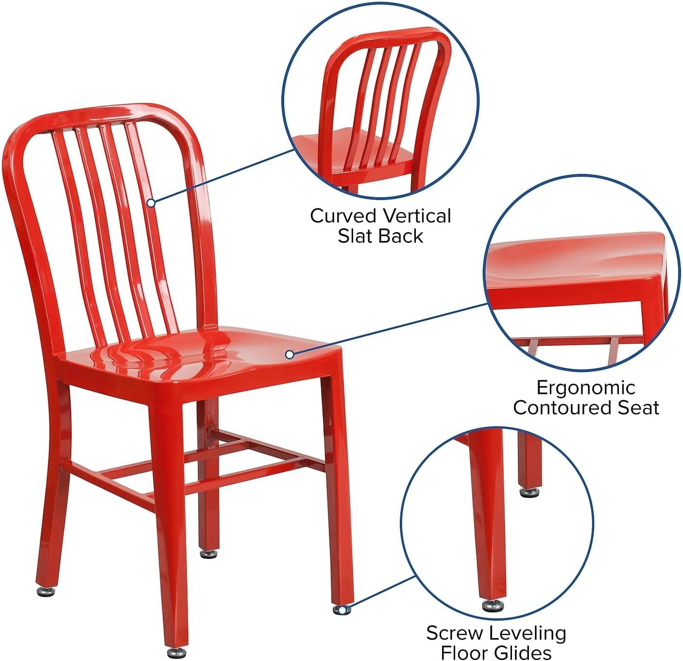 Stamford Red Steel Armless Indoor/Outdoor Dining Chair