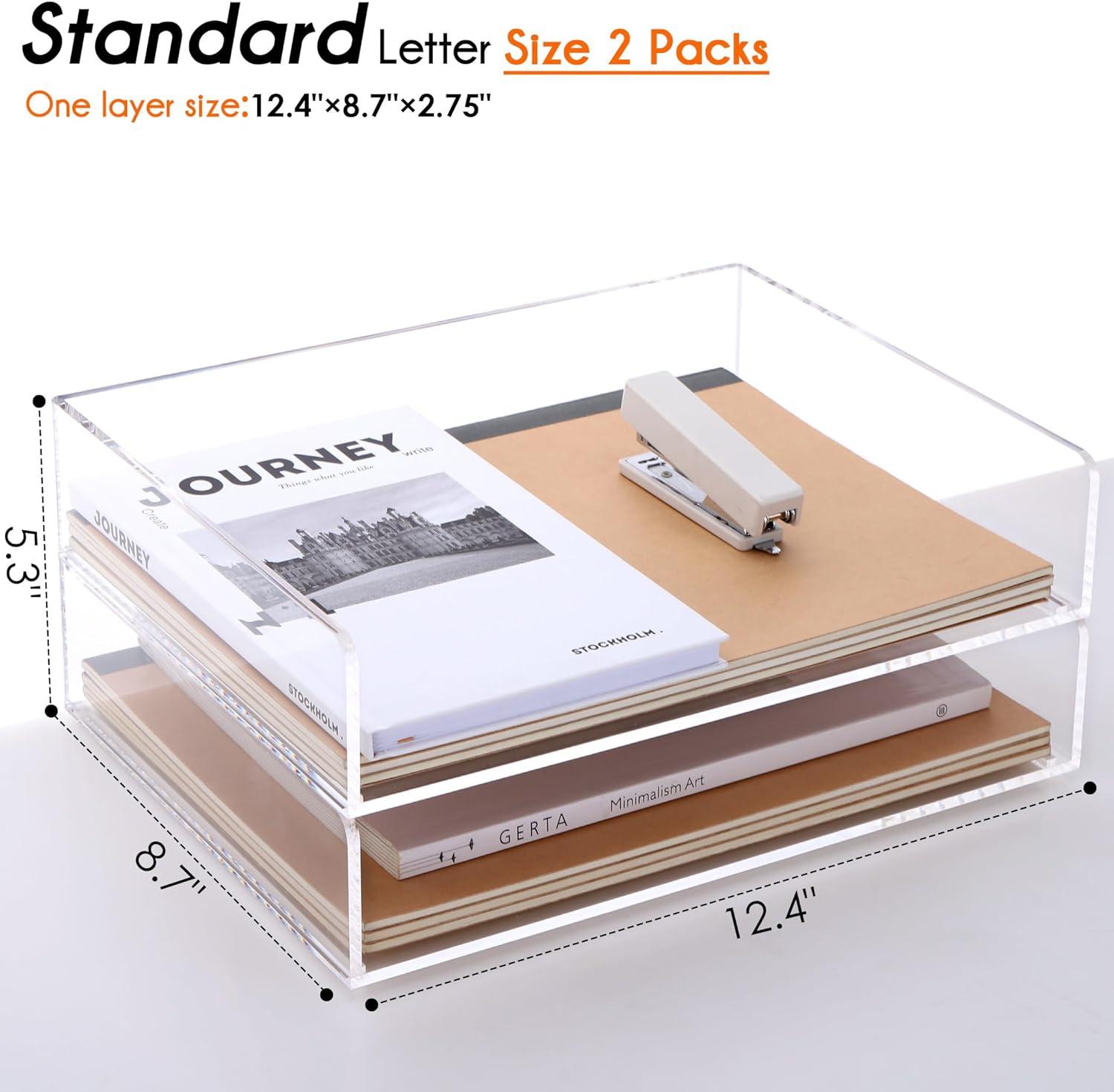 Clear Acrylic Stackable Desk Organizer Tray Set