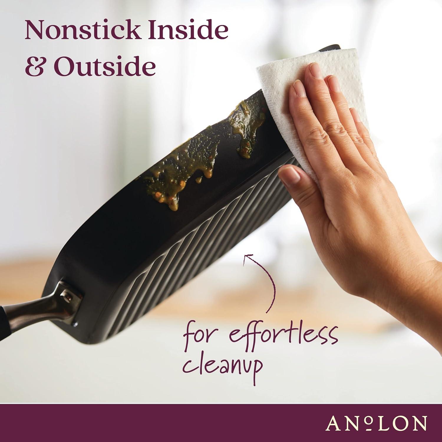 Anolon Anolon Advanced Home Hard Anodized Nonstick Deep Square Grill / Griddle Pan With Pour Spouts,11 Inch