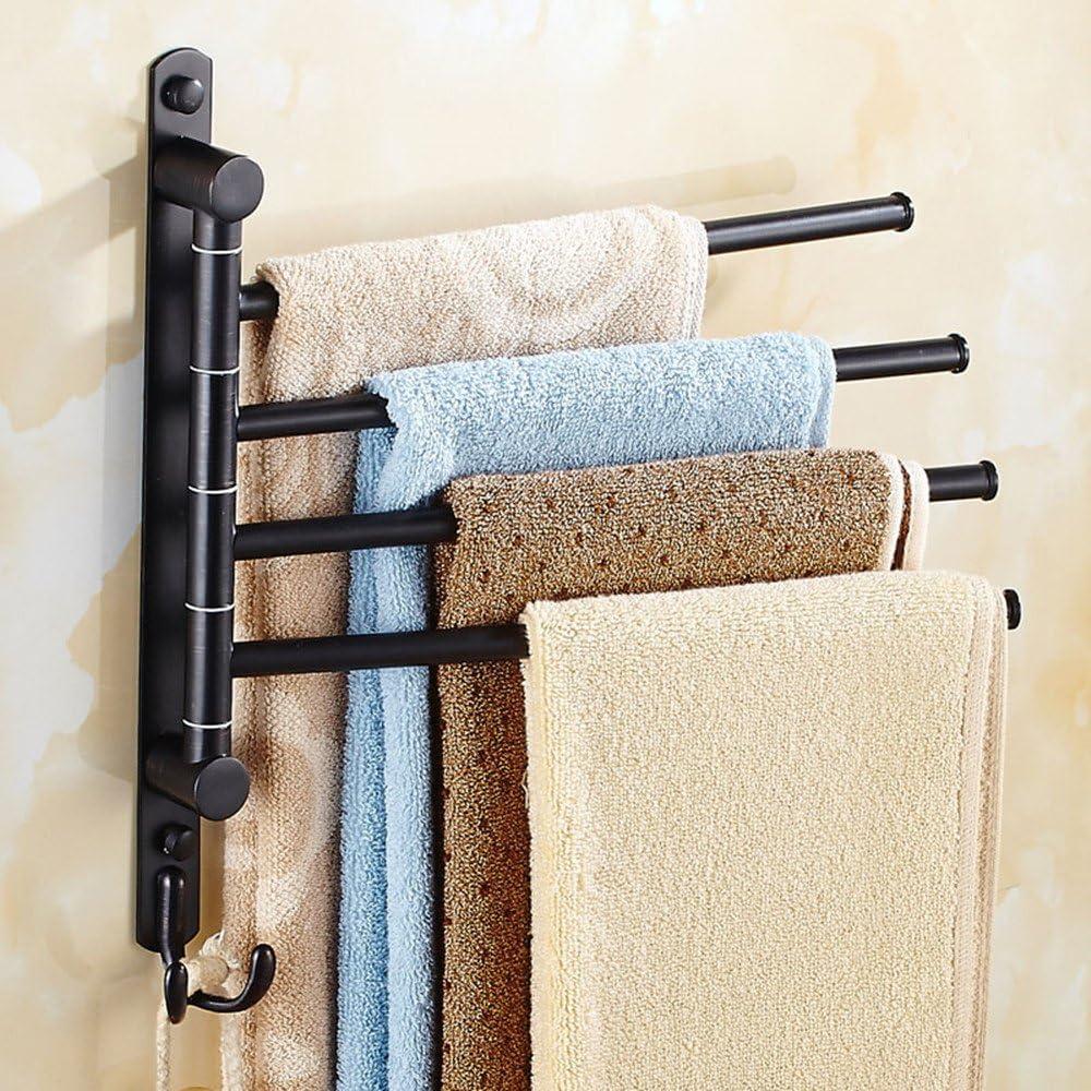 Oil Rubbed Bronze Towel Bars for Bathroom Wall Mounted Swivel Towel Rack Holder with Hooks 4-Arm