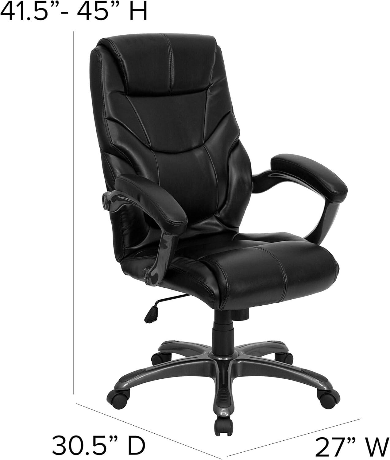 Flash Furniture Greer High Back Black LeatherSoft Executive Swivel Ergonomic Office Chair with Arms