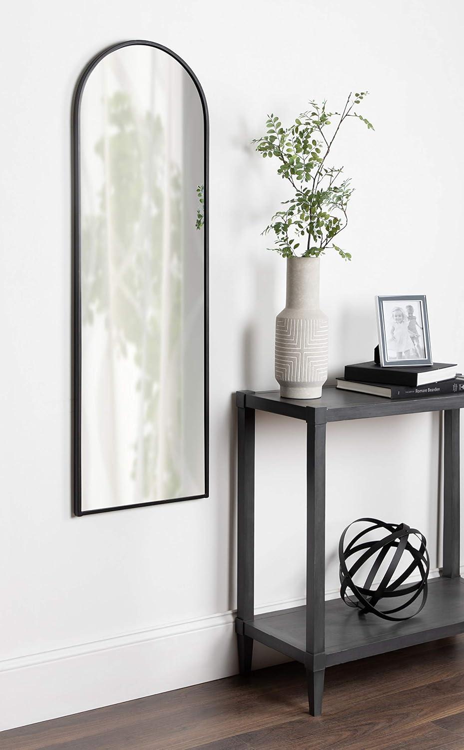 16" x 48" Valenti Tall Framed Arch Mirror Black - Kate and Laurel