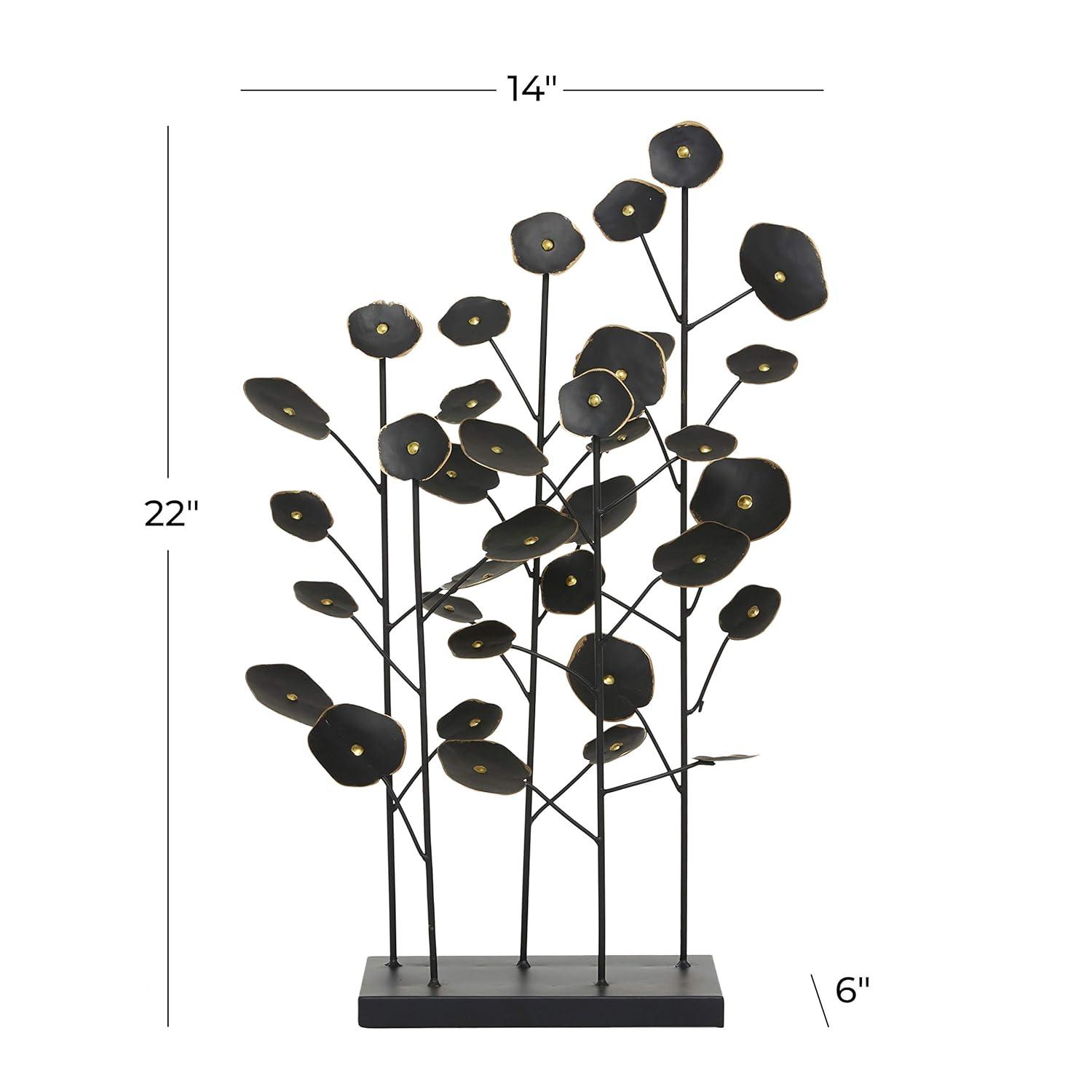 14" x 21" Black Metal Leaf Sculpture, by DecMode