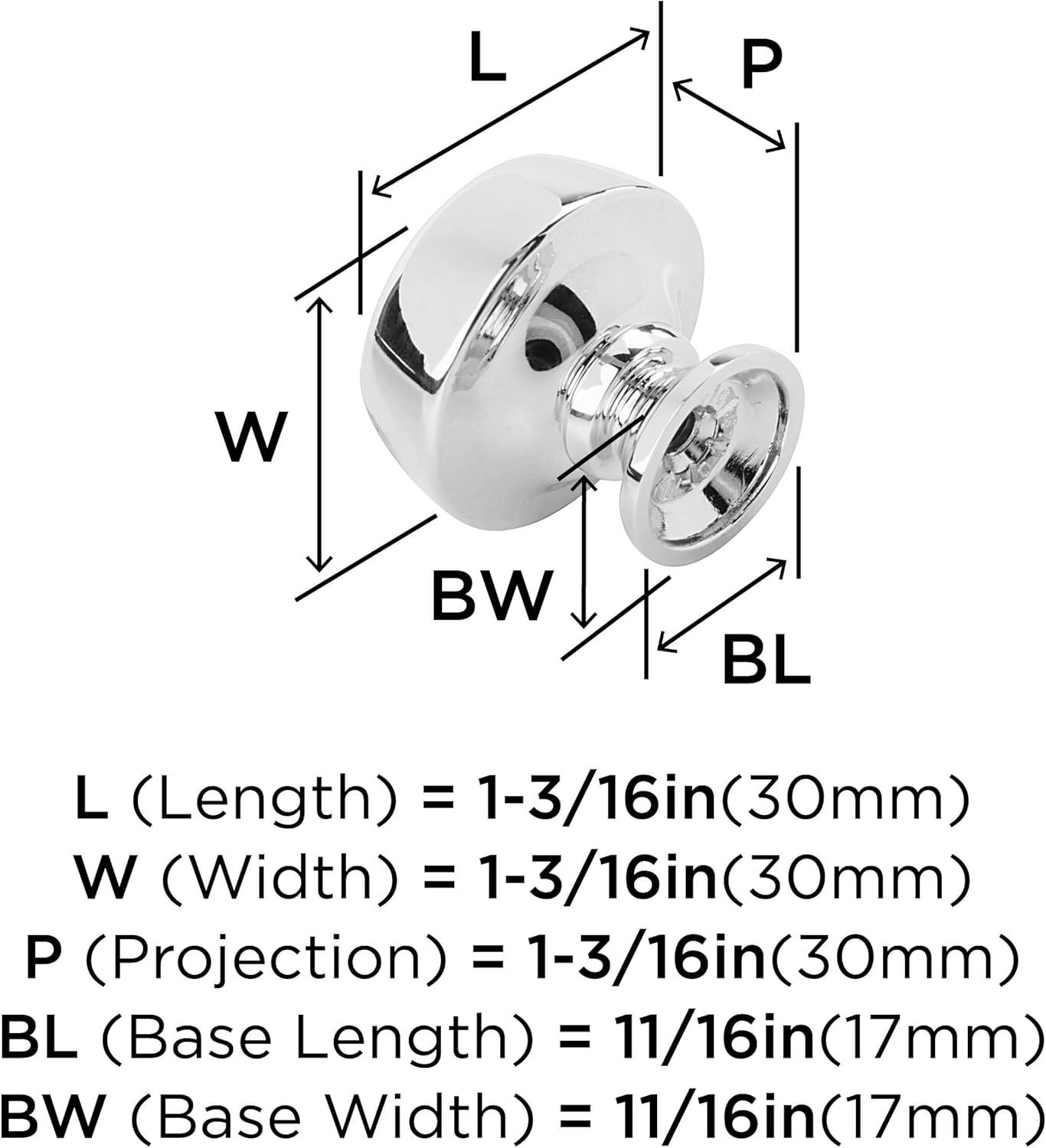 Kane 1-3/16 inch (30mm) Diameter Polished Chrome Cabinet Knob