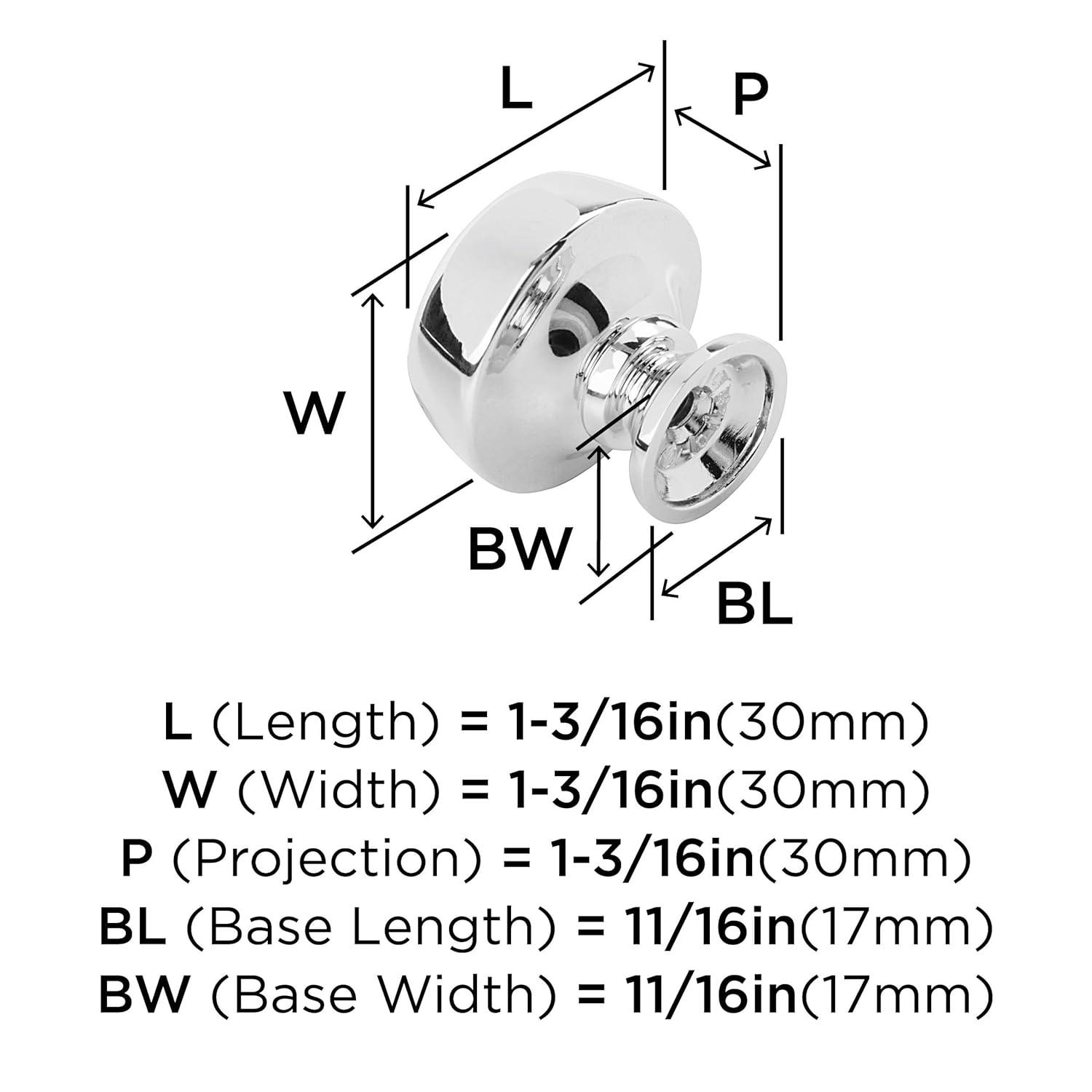 Kane 1-3/16 inch (30mm) Diameter Polished Chrome Cabinet Knob