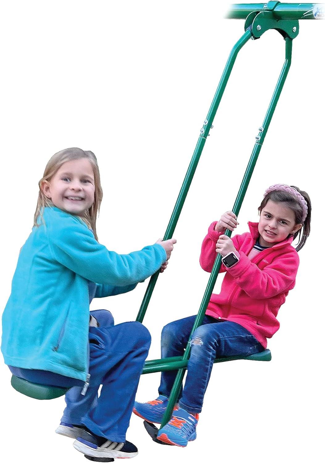 Green and White Alloy Steel Swing and Climbing Playset