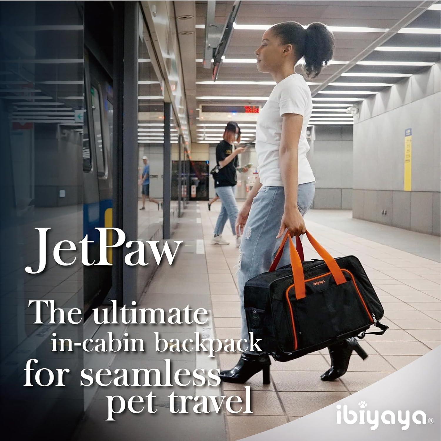 JetPaw Expandable Black and Orange Rolling Pet Carrier