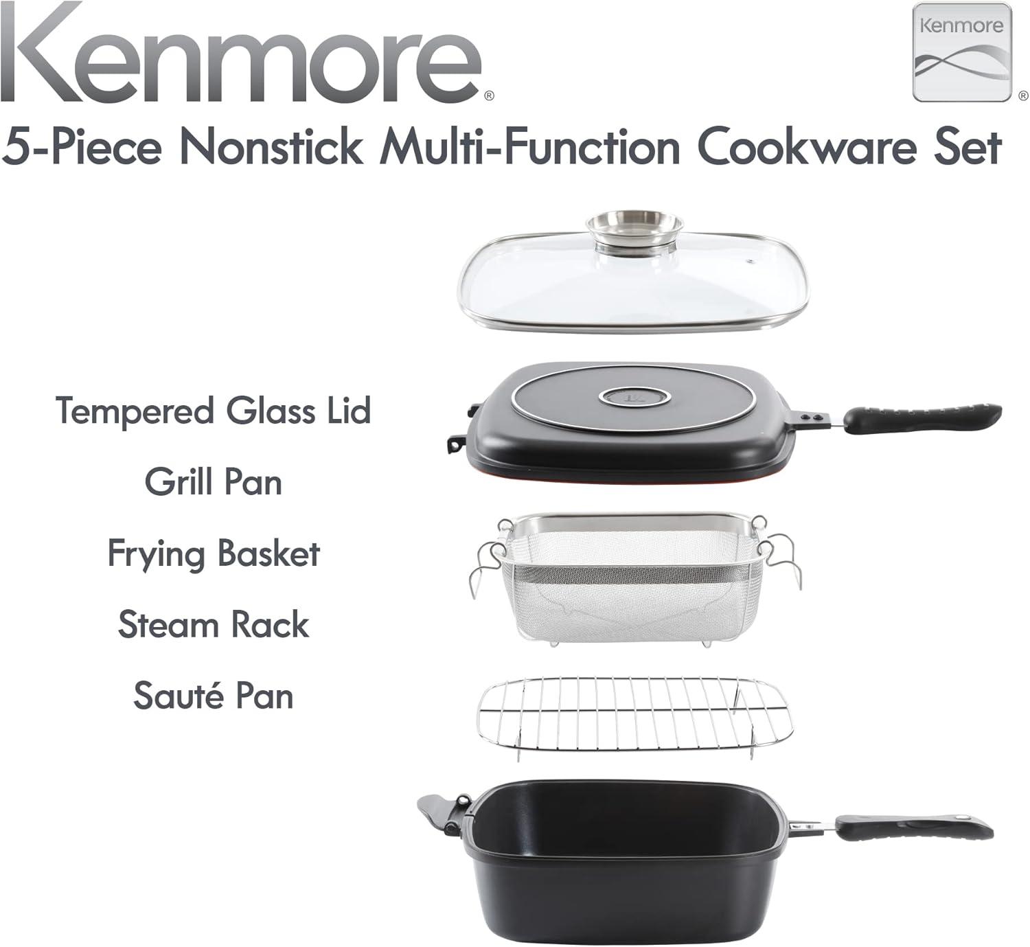 Kenmore 5 Piece Nonstick Multi Function Cookware Set In Black | Wayfair