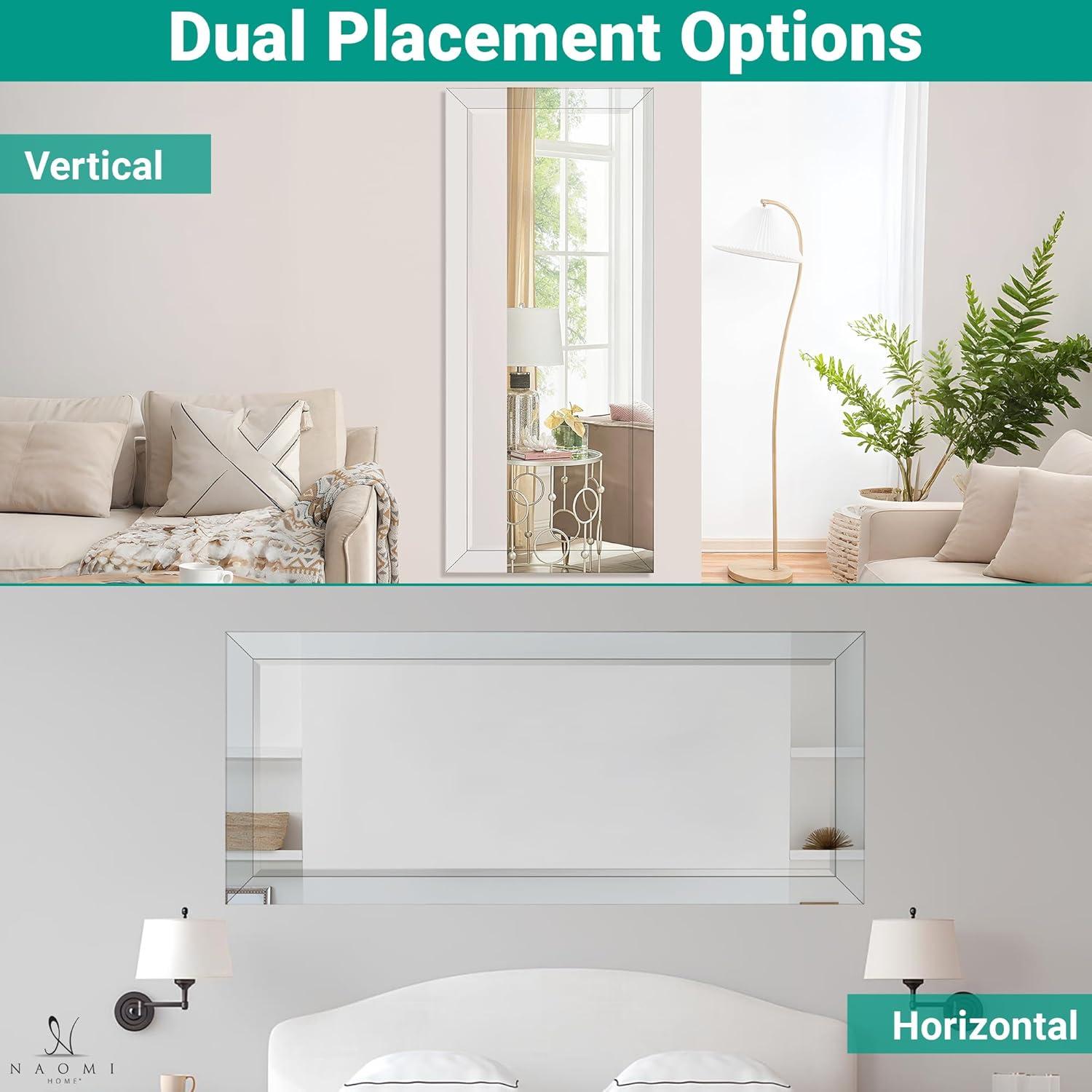 Mirrored Bevel Floor Mirror 70" x 30" by Naomi Home