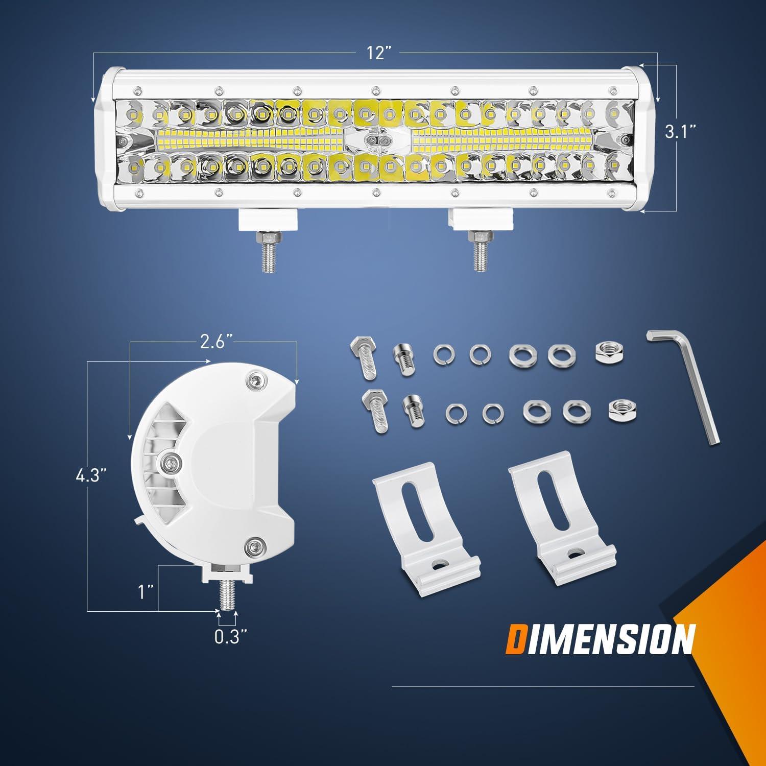 Nilight Marine LED Light Bar Navigation Lights 20Inch White Spot Flood Combo Ponton Boat Deck Dock Lights for Night Fishing T-top Stern Yacht Port Sailboat Trucks Tractors, 2 Years Warranty