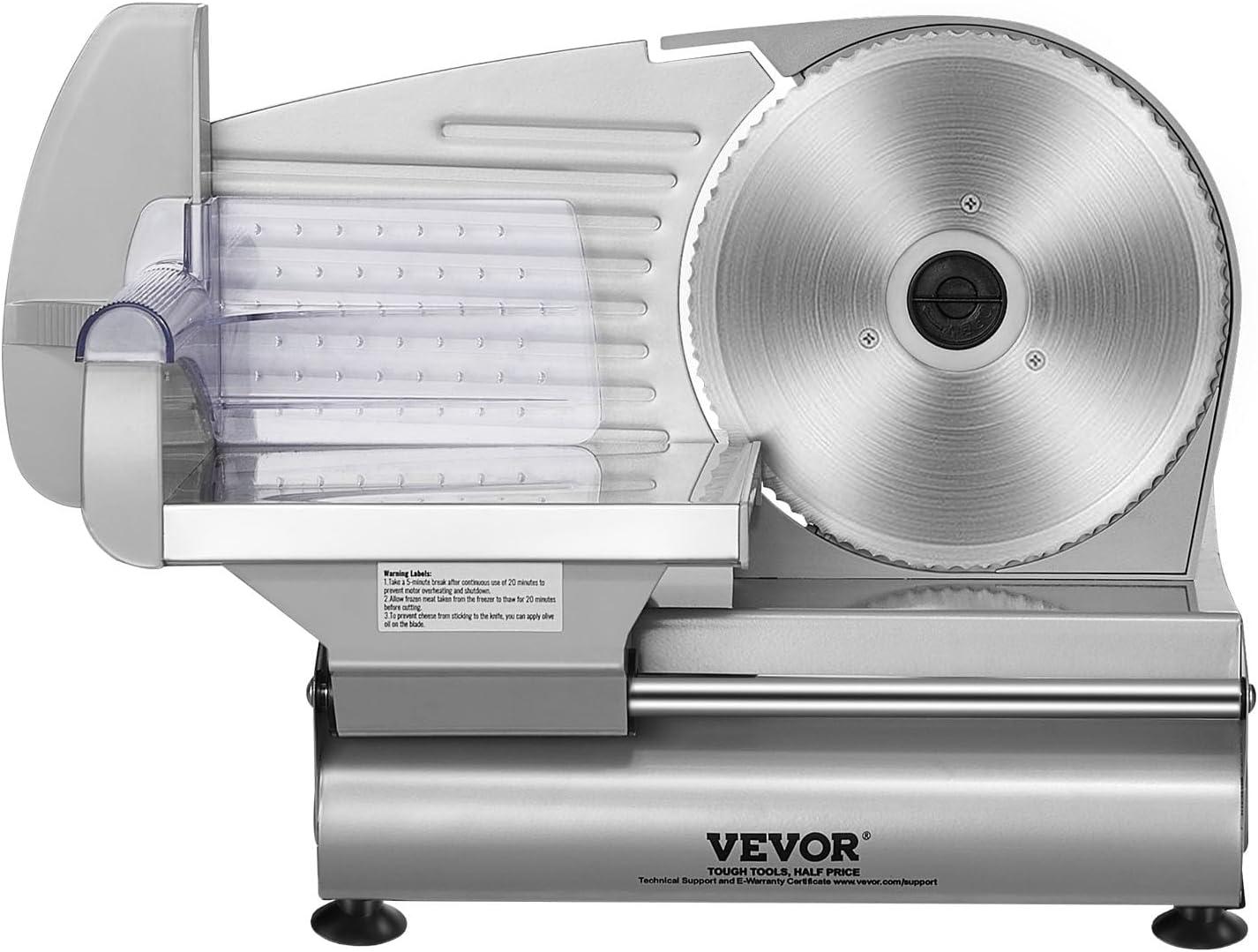 VEVOR Meat Slicer, 7.5 inch Electric Deli Food Slicer, 180W Meat Cutter with a Premium SUS420 Blade, 0-0.6 inch Adjustable Thickness, Slicer Machine
