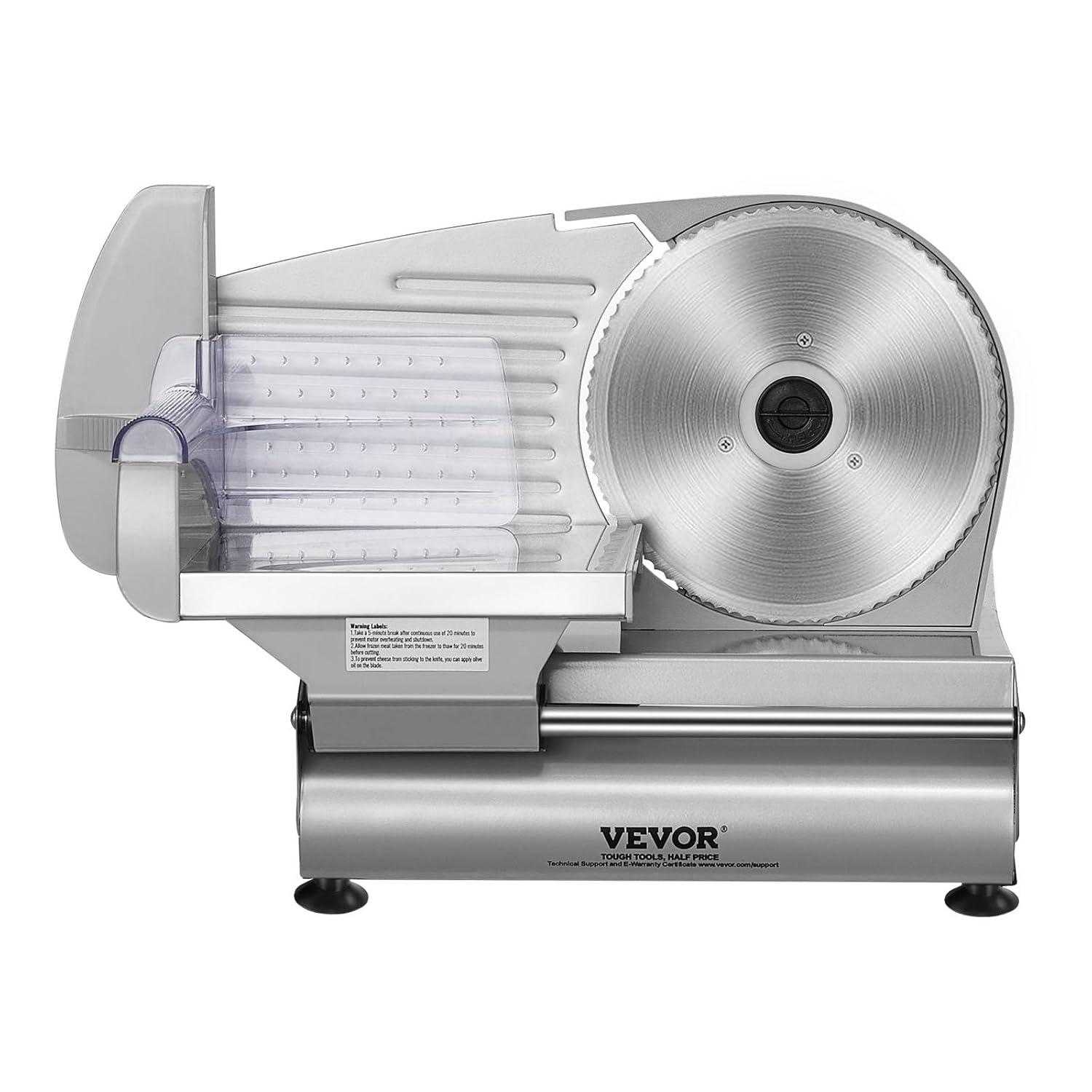 VEVOR Meat Slicer, 7.5 inch Electric Deli Food Slicer, 180W Meat Cutter with a Premium SUS420 Blade, 0-0.6 inch Adjustable Thickness, Slicer Machine