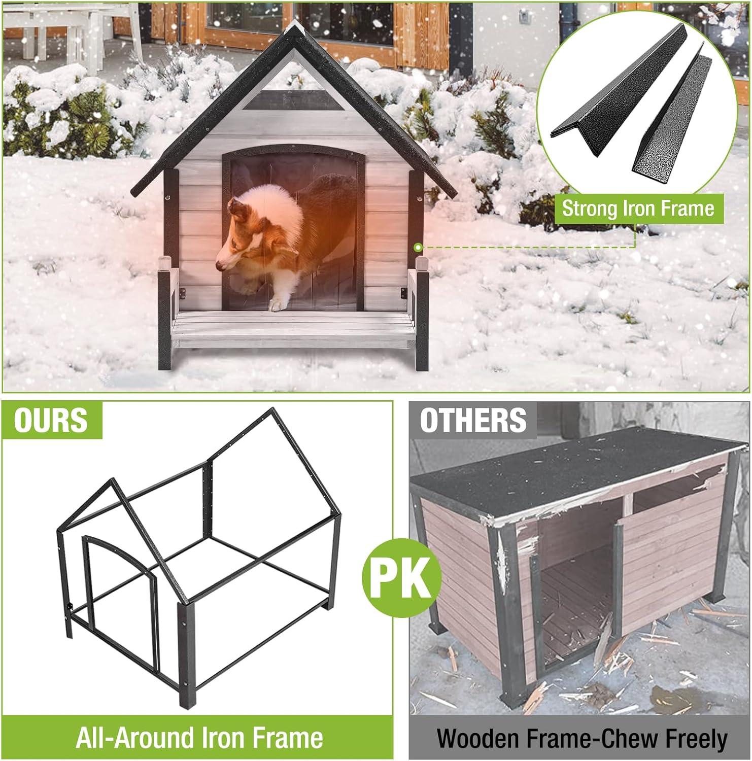 Aivituvin-AIR81-IN Medium Insulated Dog House Gray 32.9"(L) x 45" (W) x 32.6"(H)