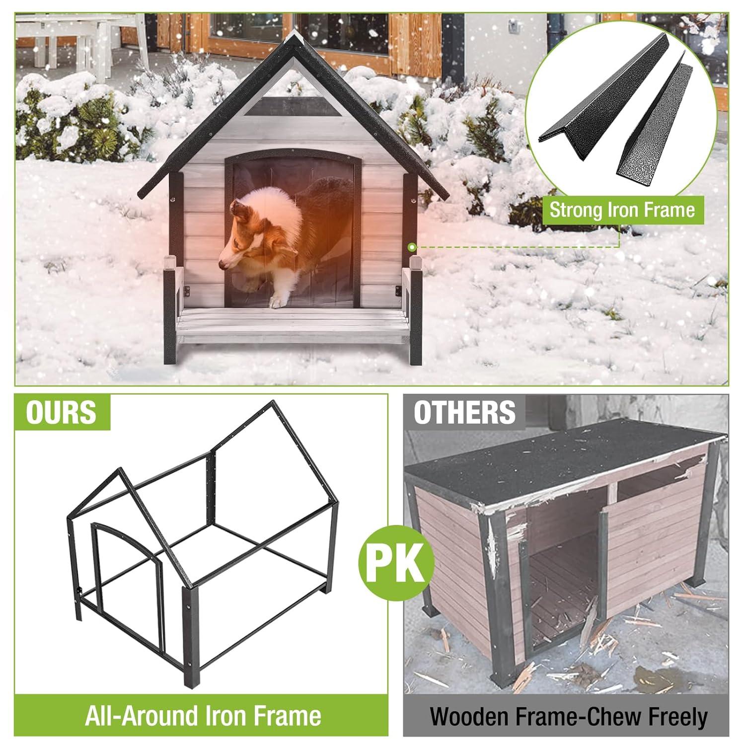 Aivituvin-AIR81-IN Medium Insulated Dog House Gray 32.9"(L) x 45" (W) x 32.6"(H)