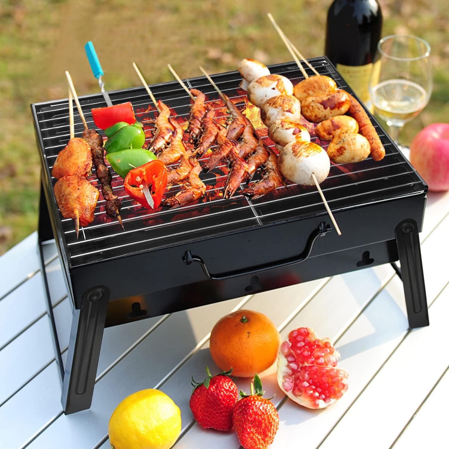 Portable Black Stainless Steel Charcoal Grill with Smoker