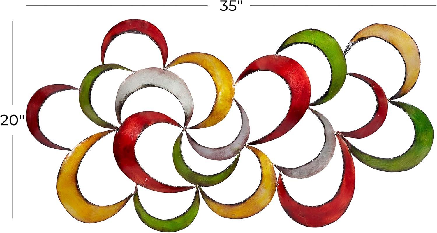 Multicolored Abstract Pinwheel Metal Wall Sculpture