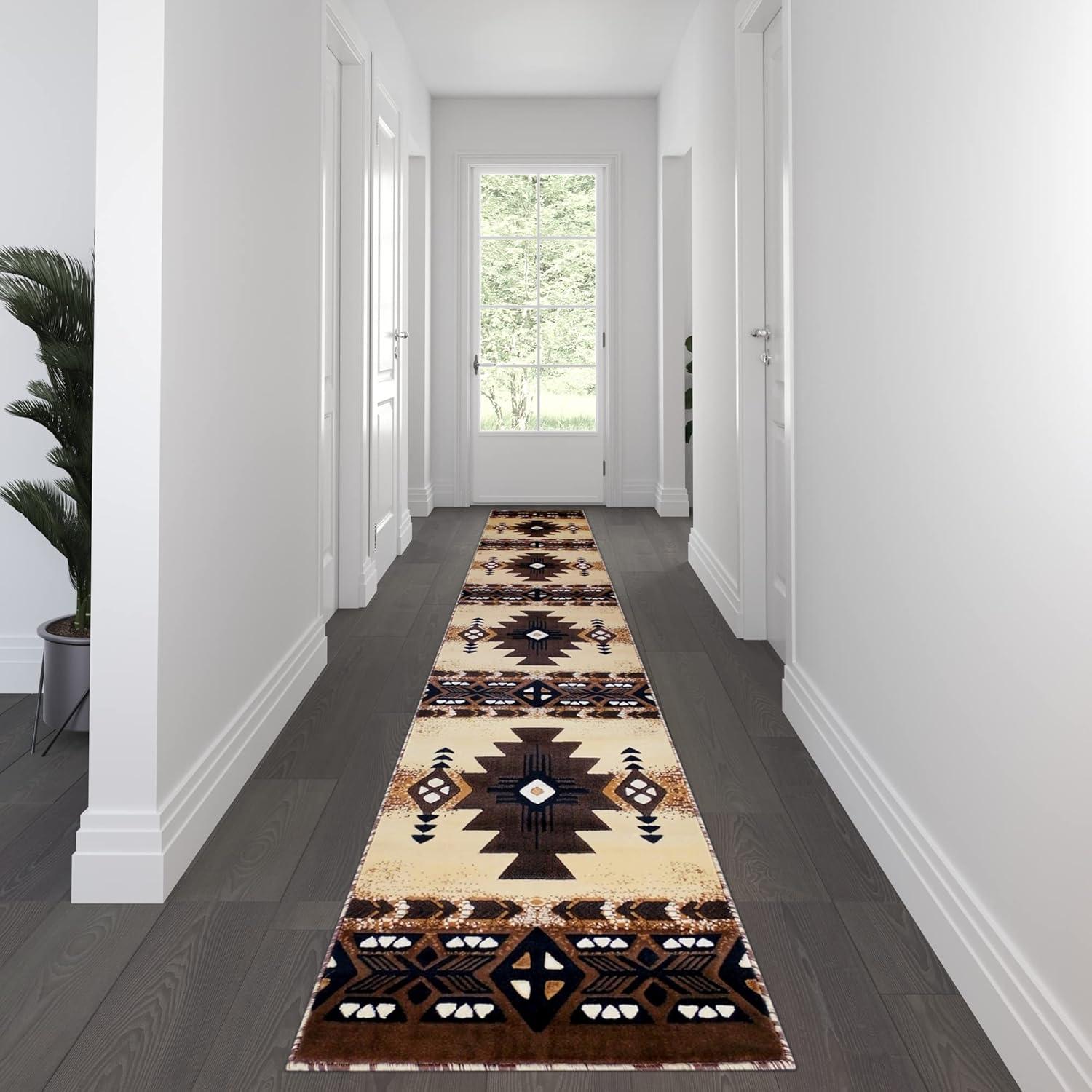 Mohave Brown and Beige Southwestern 3' x 16' Area Rug