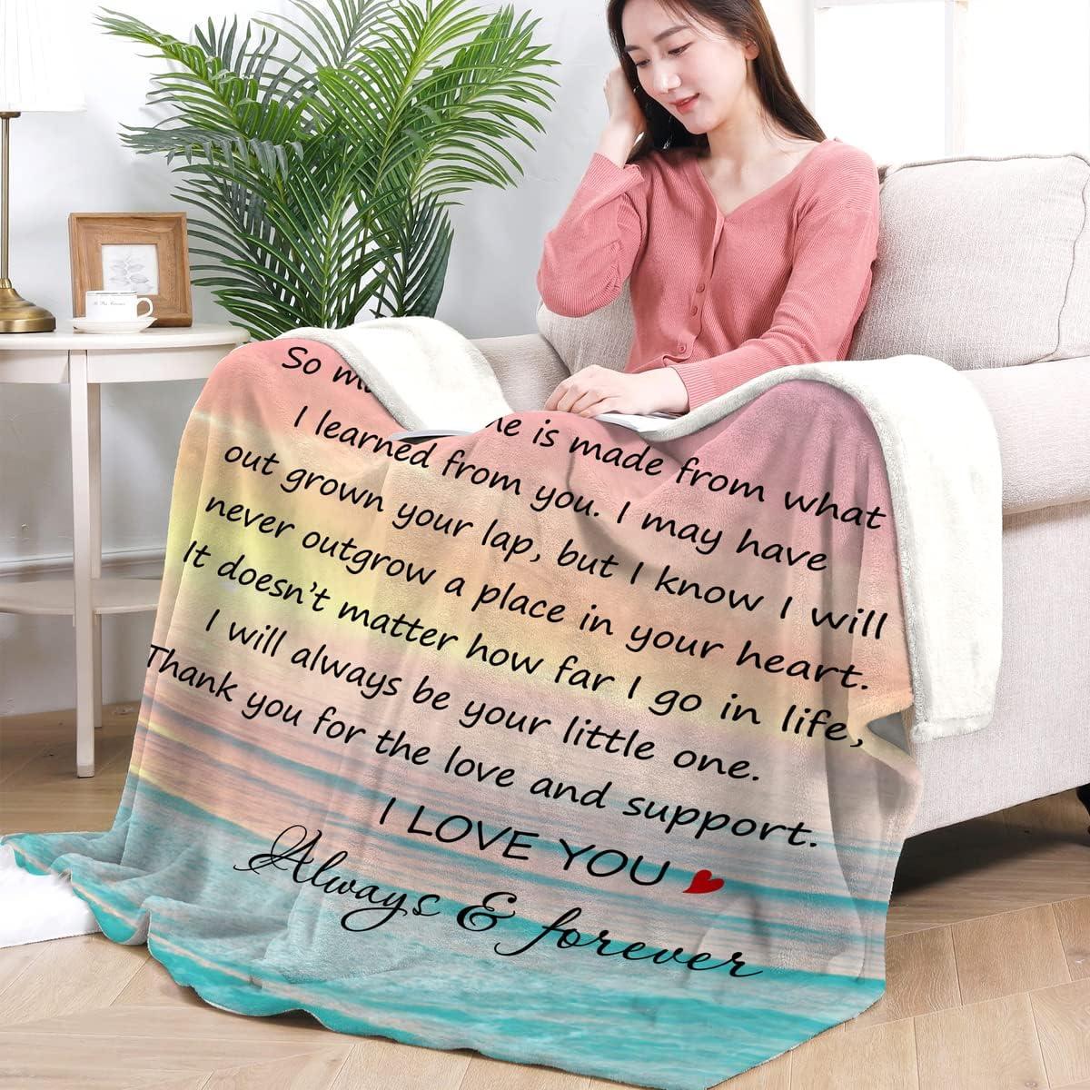 Gifts for Mom from Daughter or Son – to My Mom Blanket, Thoughtful Mothers Day or Birthday Gift, Cozy Present for Mother, Soft Flannel Throw Blanket 50x60 inches for Bed and Couch