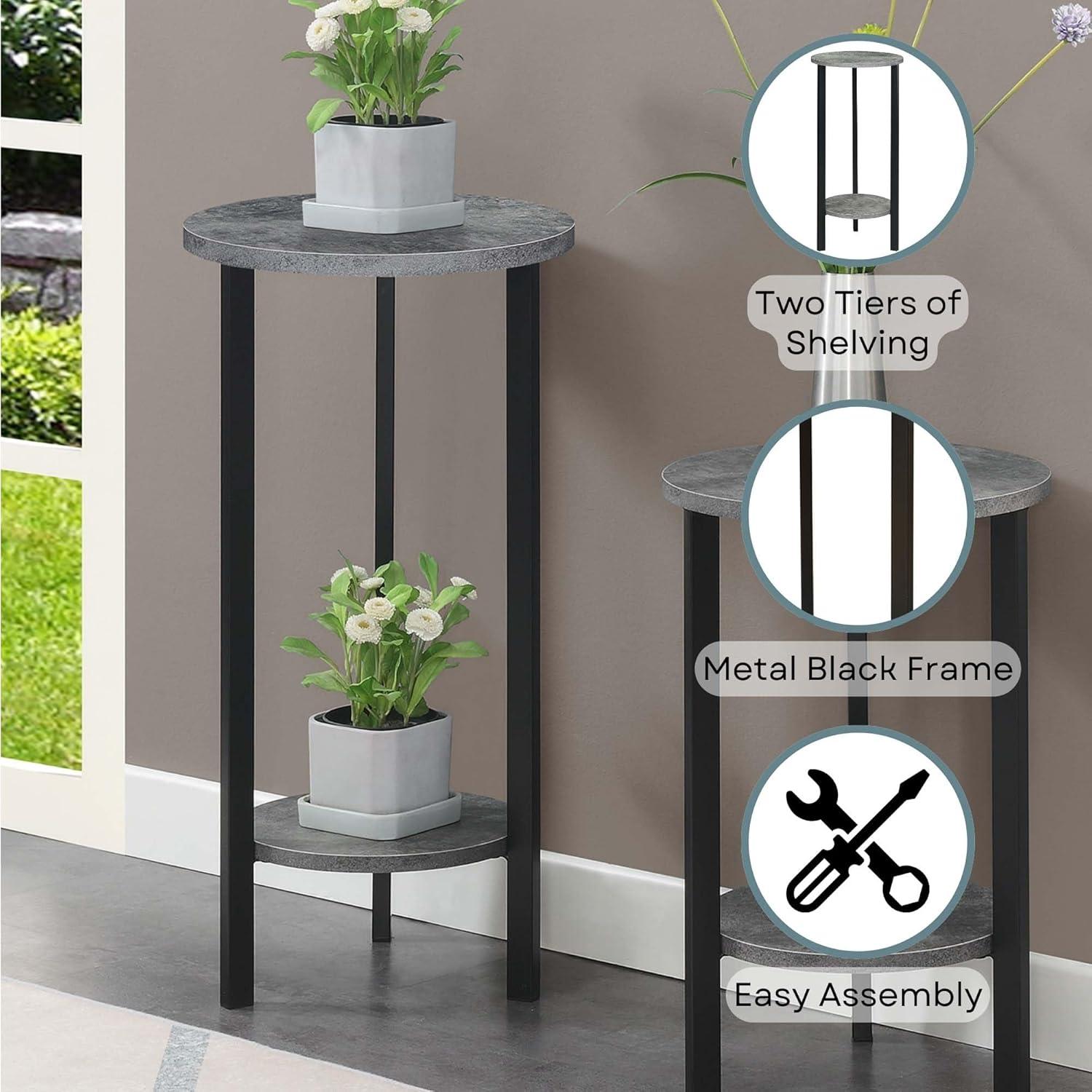 Convenience Concepts Graystone 31-inch 2 Tier Plant Stand, Black/Black