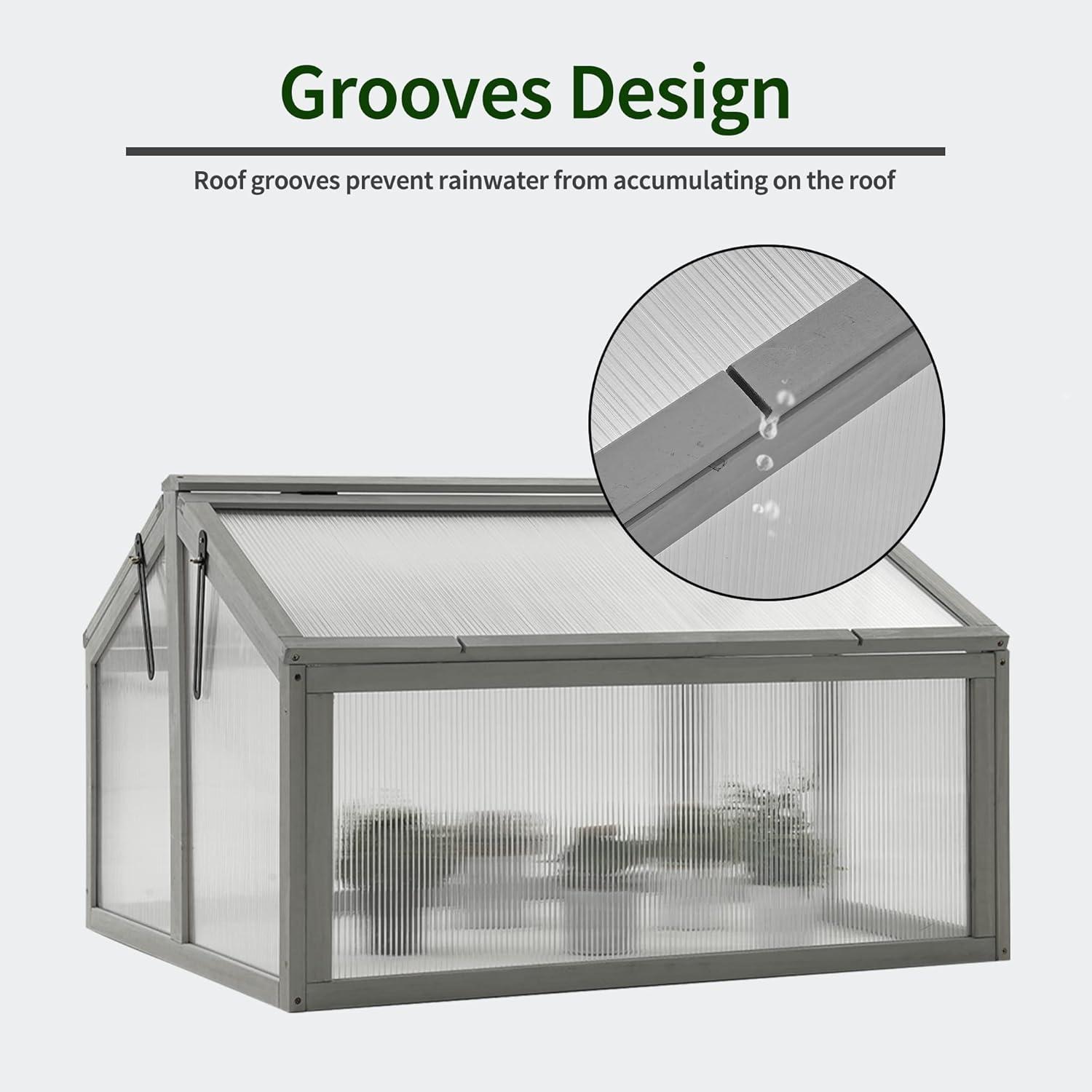 MCombo 35.4" W x 31.5" D Double Box Wooden Greenhouse Cold Frame
