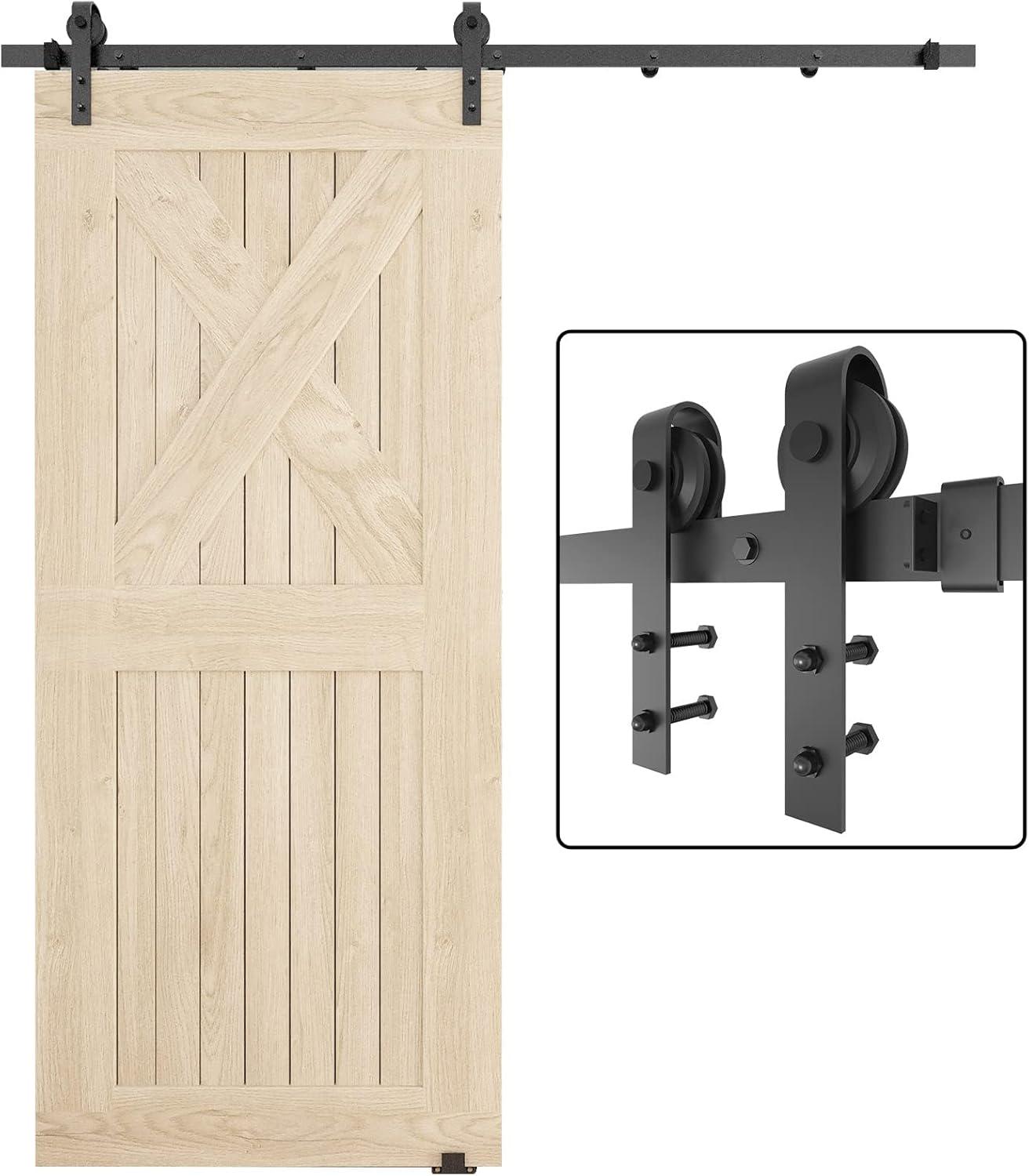 CCJH 6.6Ft Sliding Barn Door Hardware Kit 39.6" Wide for Closet Black Carbon Steel I Shape