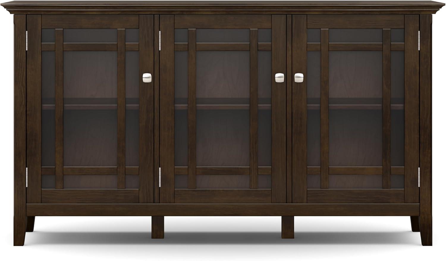 Simpli Home Bedford Transitional Solid Wood Storage Cabinet in Tobacco Brown