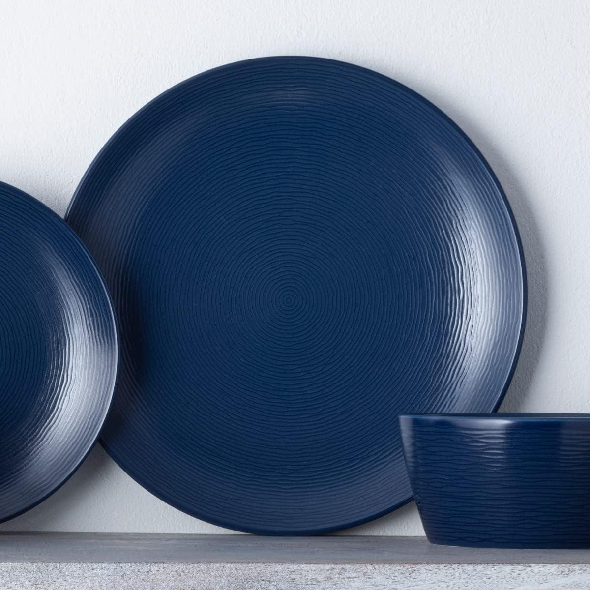 Navy Porcelain Textured Accent Dinner Plates, Set of 4