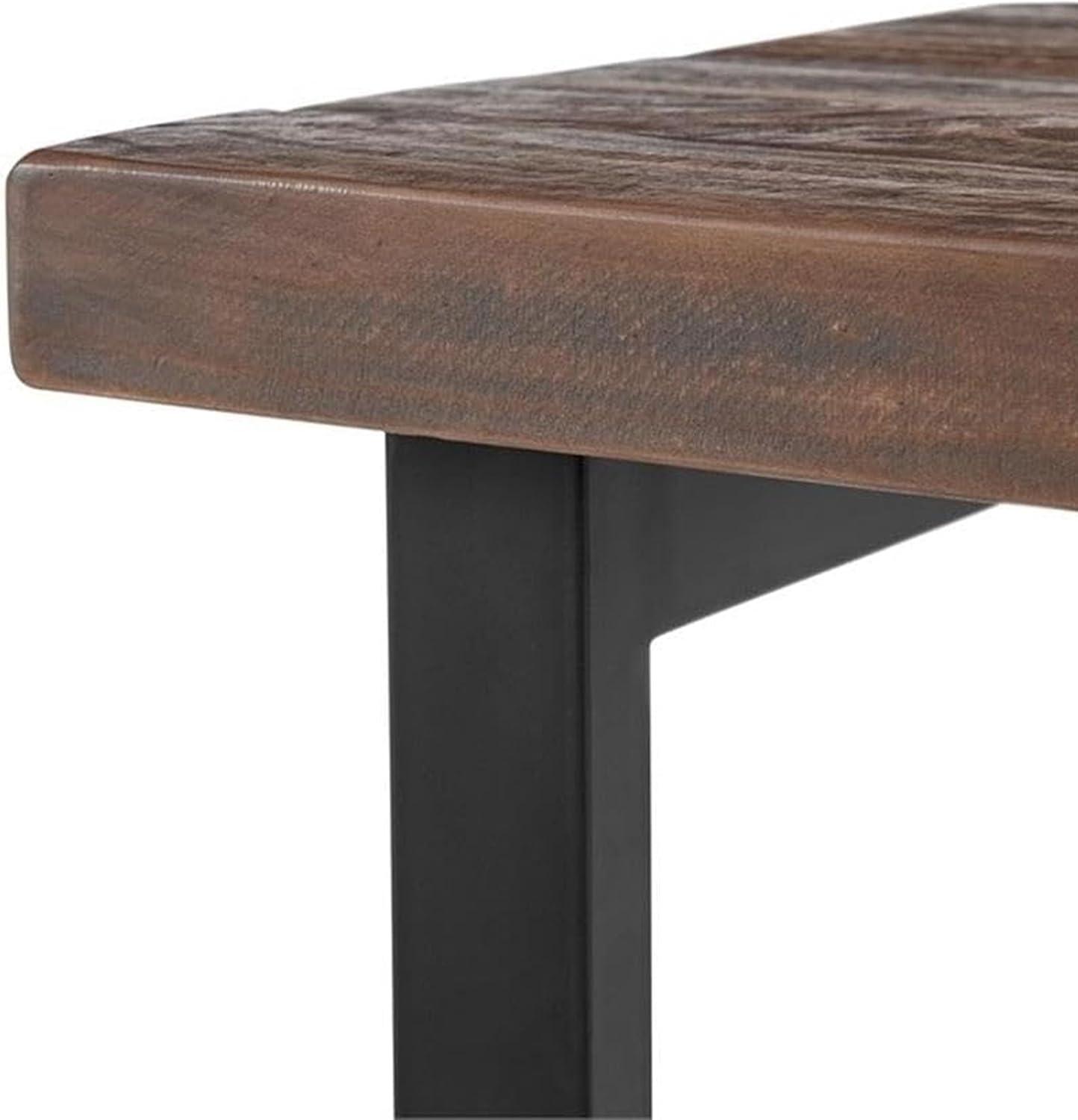 Pomona Solid Wood and Metal End Table with Shelf - Alaterre Furniture: Rustic Design, Fixed Shelf, Rectangle Shape