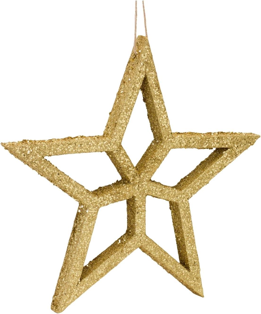 Melrose International Gold Wood Star Ornament (Set of 6)