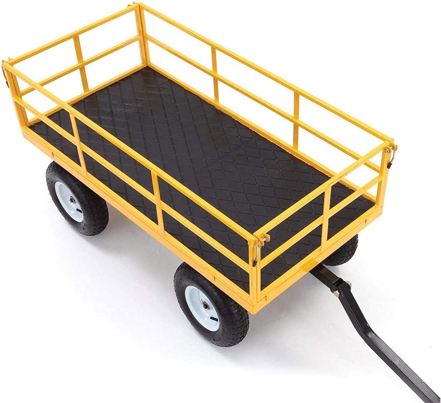 Gorilla Carts 7 Cu Ft Heavy Duty Steel Utility Cart, with Steel Mesh Bed and 1200 Pound Hauling Capacity, for Outdoor, Yard and Camping, Yellow