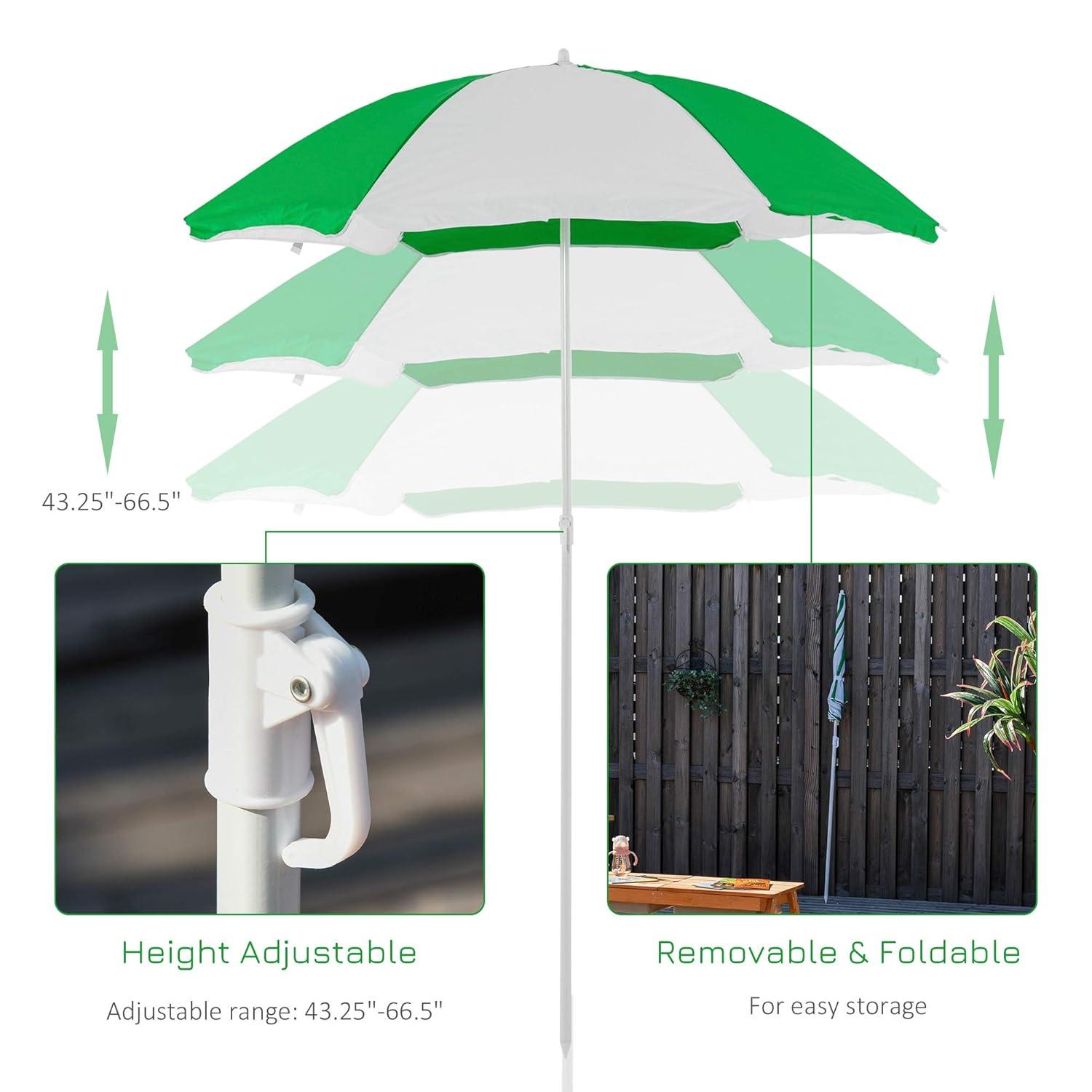 Outsunny Kids Sand & Water Activity Table, Picnic Table Set Wooden Bench with Sandbox Removable & Height Adjustable Umbrella for Outdoor Garden Patio