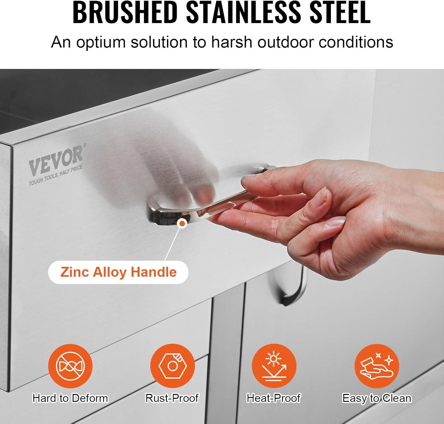 Outdoor Kitchen Drawers Stainless Steel BBQ Access Drawers with Handle 38.1 in. W x 22.6 in. H x 20.8 in. D