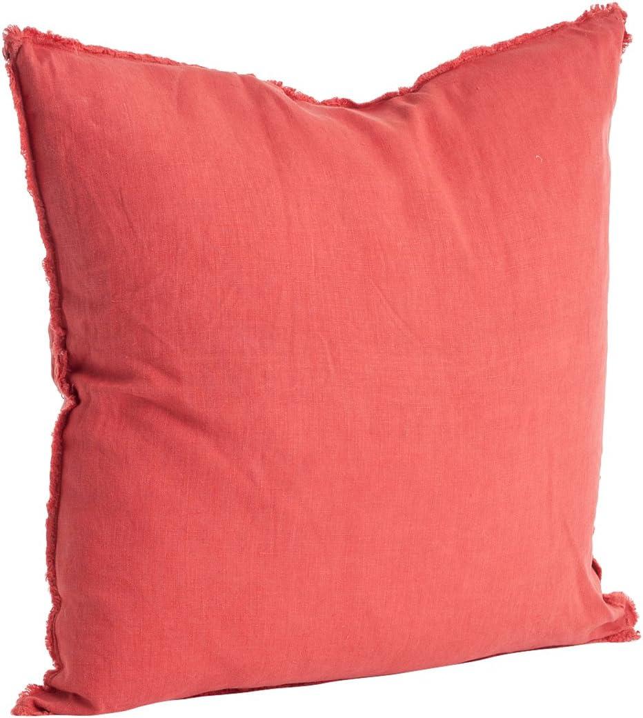 20"x20" Oversize Fringed Design Linen Square Throw Pillow - Saro Lifestyle