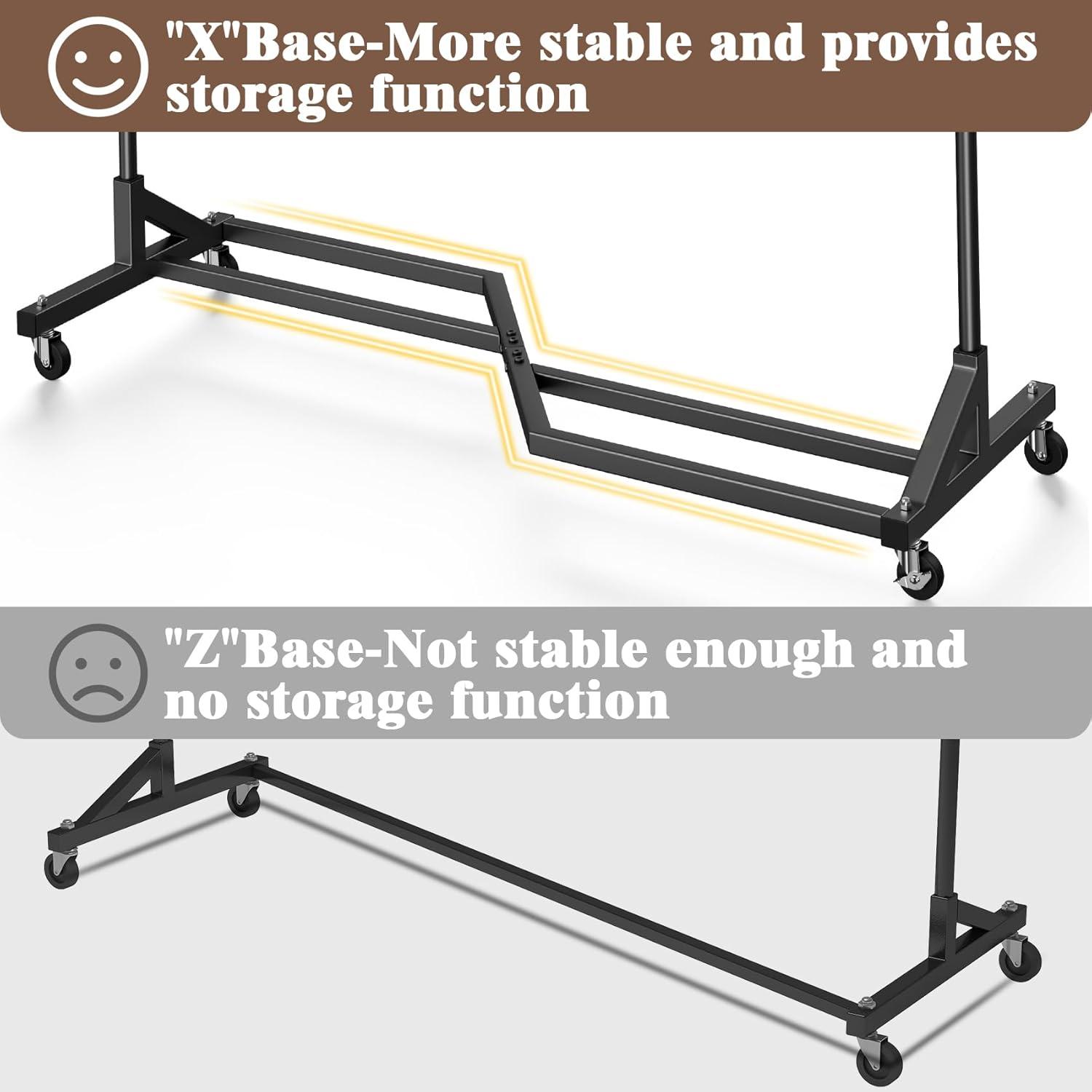 Mr IRONSTONE 400 lbs Heavy Duty Garment Rack, Rolling Clothes Hanger Rack with Wheels, Home Portable Bedroom Closet Clothing Rack, Black