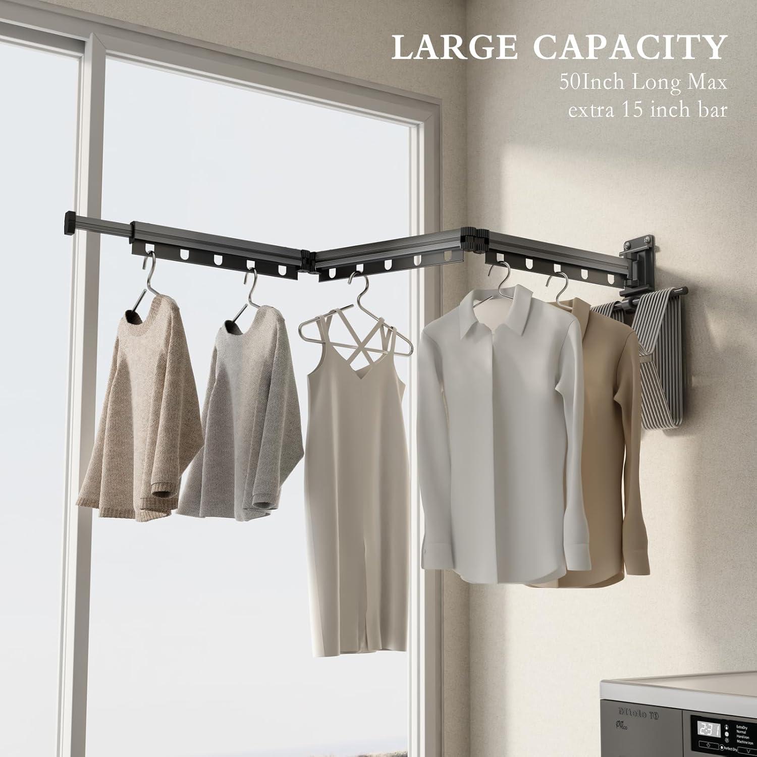 Matte Gray Aluminum Wall-Mounted Foldable Drying Rack