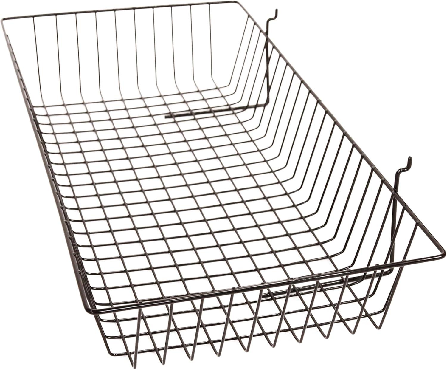 Black Mini Wire Grid Basket for Slatwall or Pegboard - 24''L x 12''W x 4"D