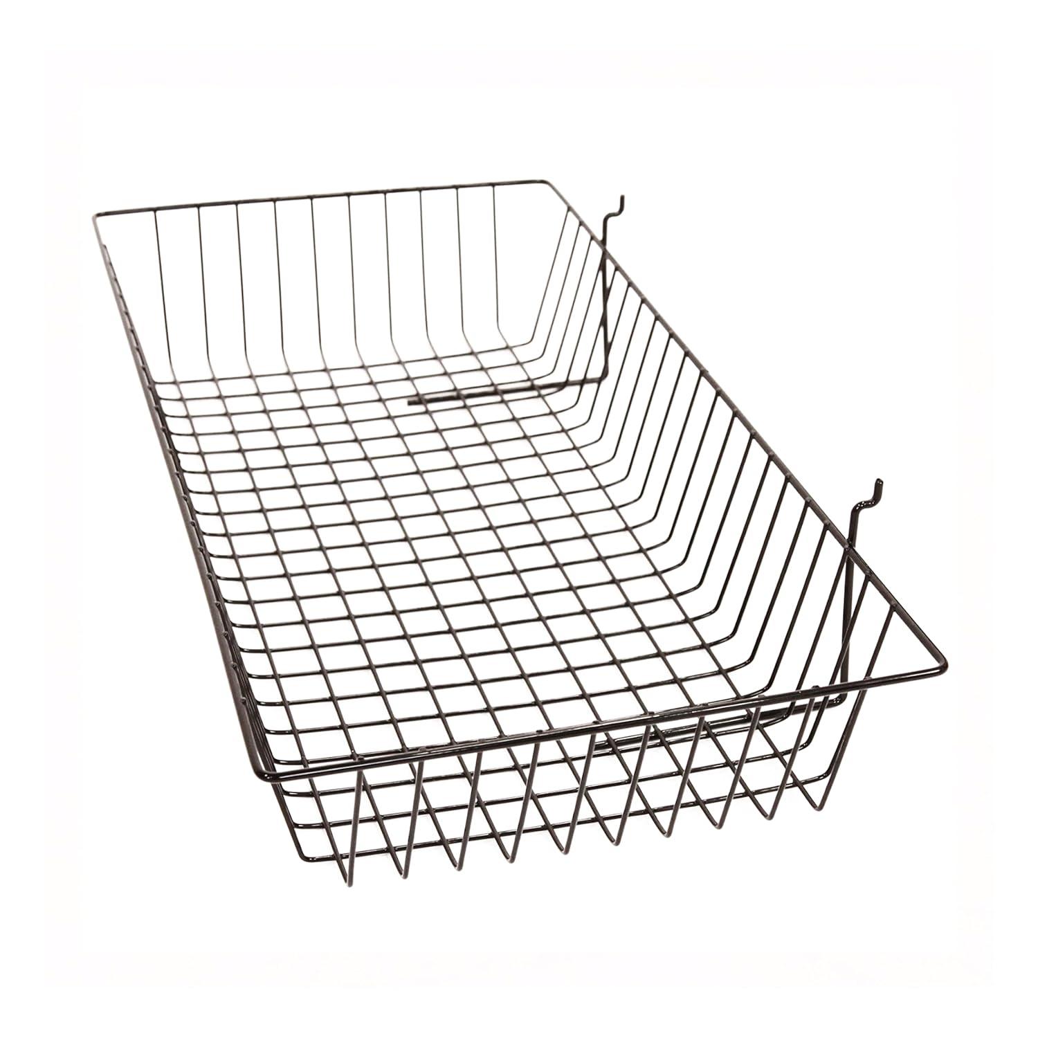 Black Mini Wire Grid Basket for Slatwall or Pegboard - 24''L x 12''W x 4"D