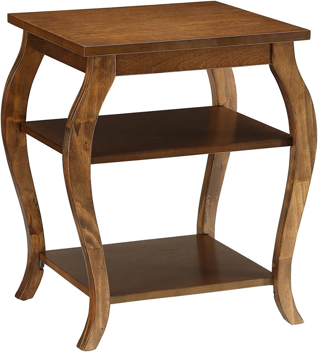 18" Becci Accent Table Walnut Finish - Acme Furniture: Square Design, Wood Veneer Top, Open Shelf Storage