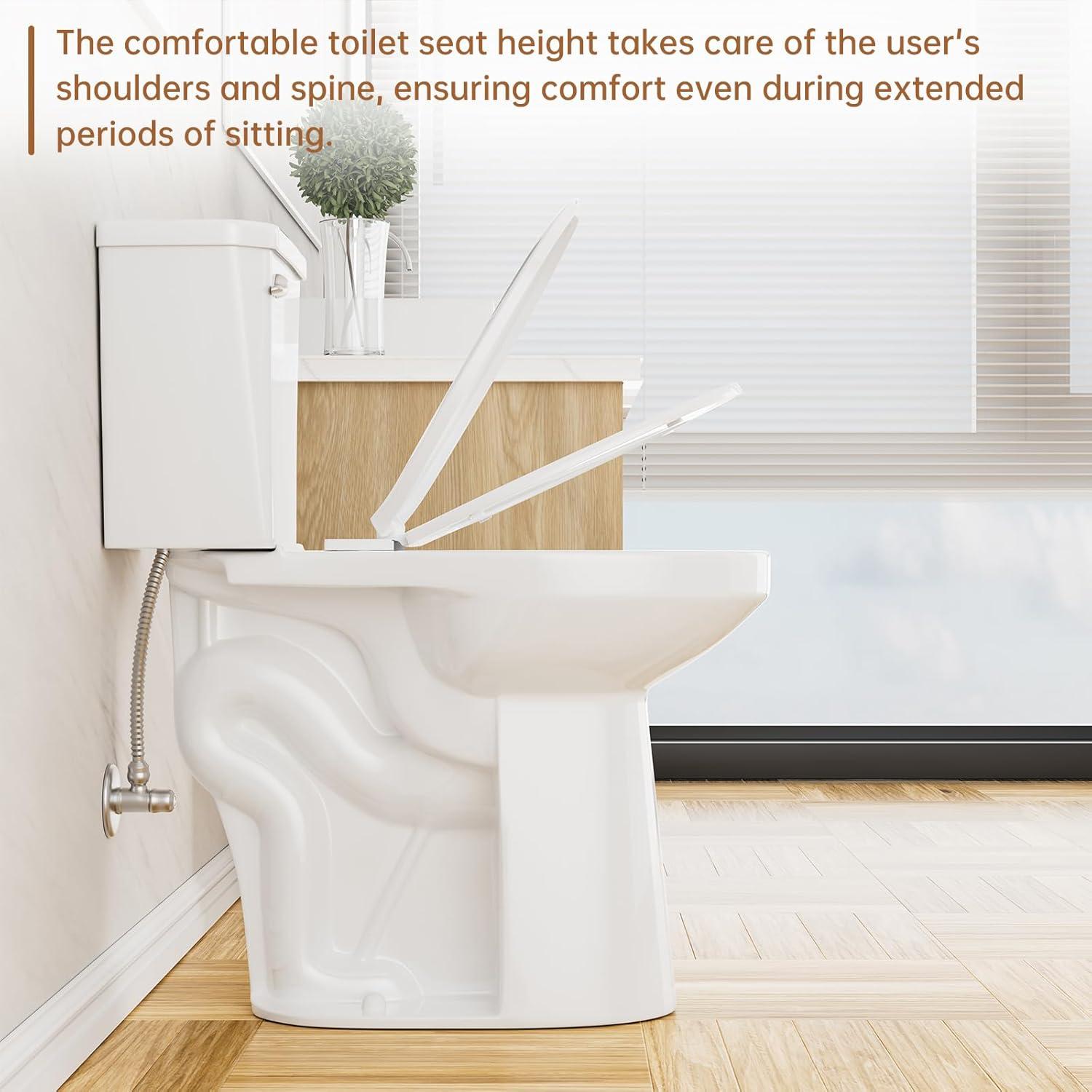 Traditional 21-inch Height Extra Tall Toilet for Bathrooms, Elongated Toilet Seat