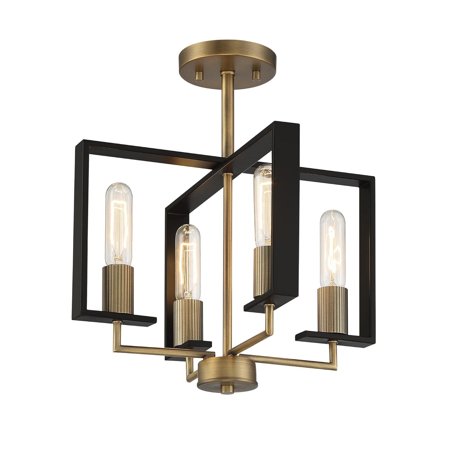 Designers Fountain Chicago PM 4 Light Old Satin Brass Semi-Flush Mount Ceiling Light, D233M-SF-OSB