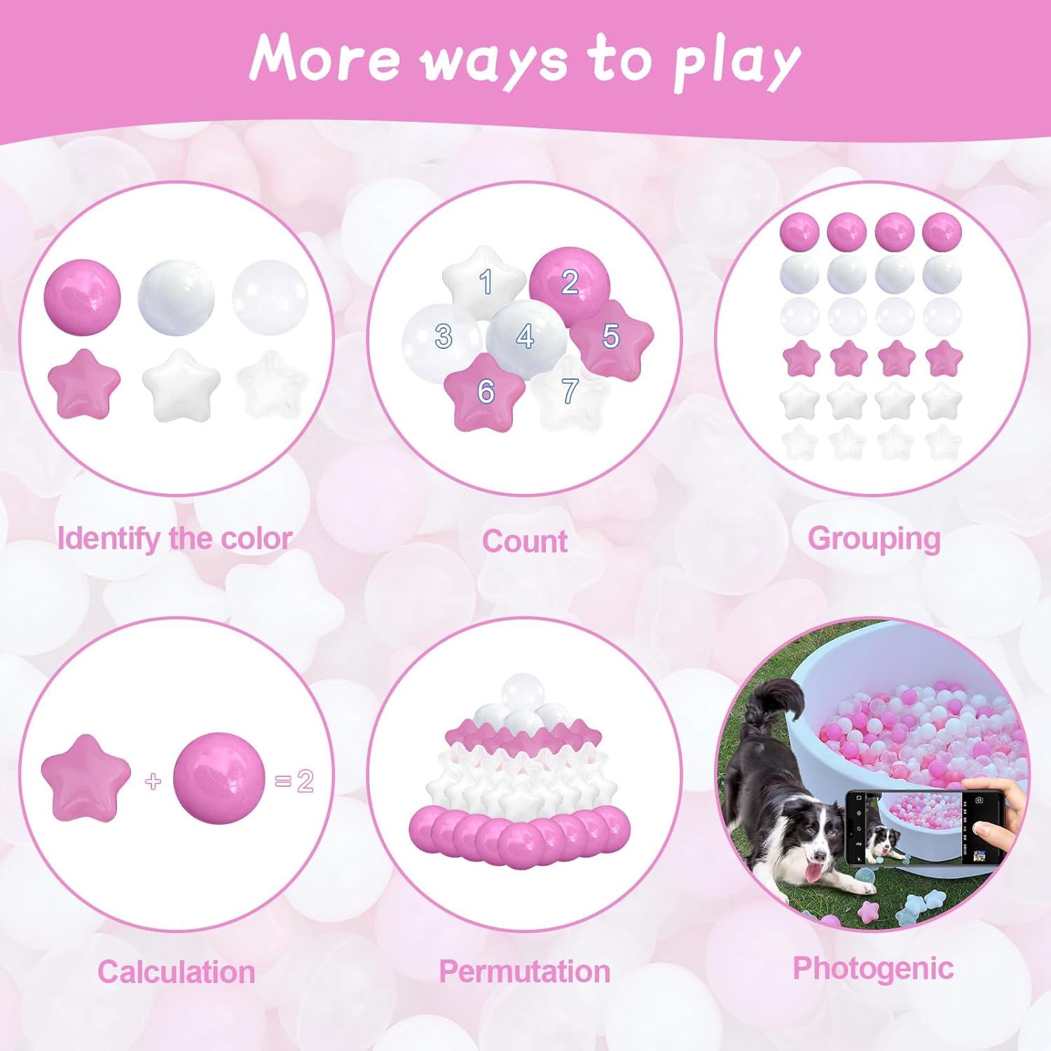 Anvazise 100Pcs Ball Pit Balls Thickened Eco-friendly Smooth Reusable Bite-resistant Hand-on Ability PE Material Macaron Color Pit Balls Kindergarten Toy